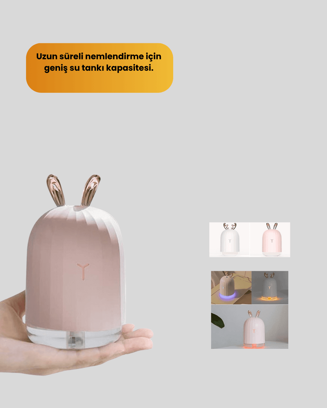 Beyaz Renk Ultrasonik Hava Nemlendirici ve Aromaterapi Difüzörü 6
