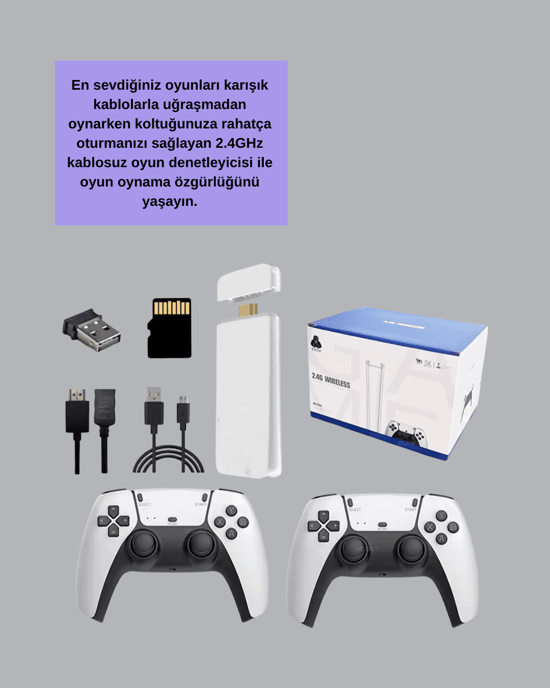 2 Kablosuz Kollu HDMI Uyumlu M15 Oyun Konsolu 5