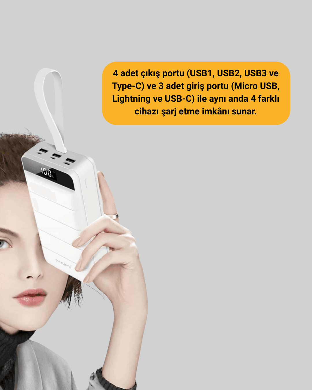 50000mAh LED Göstergeli Taşınabilir Şarj Cihazı 6