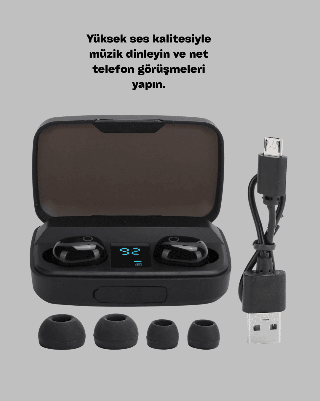 Dokunmatik Kontrollü ABS Malzemeli Bluetooth Kulaklık + Yüksek Kapasiteli Kutu 4