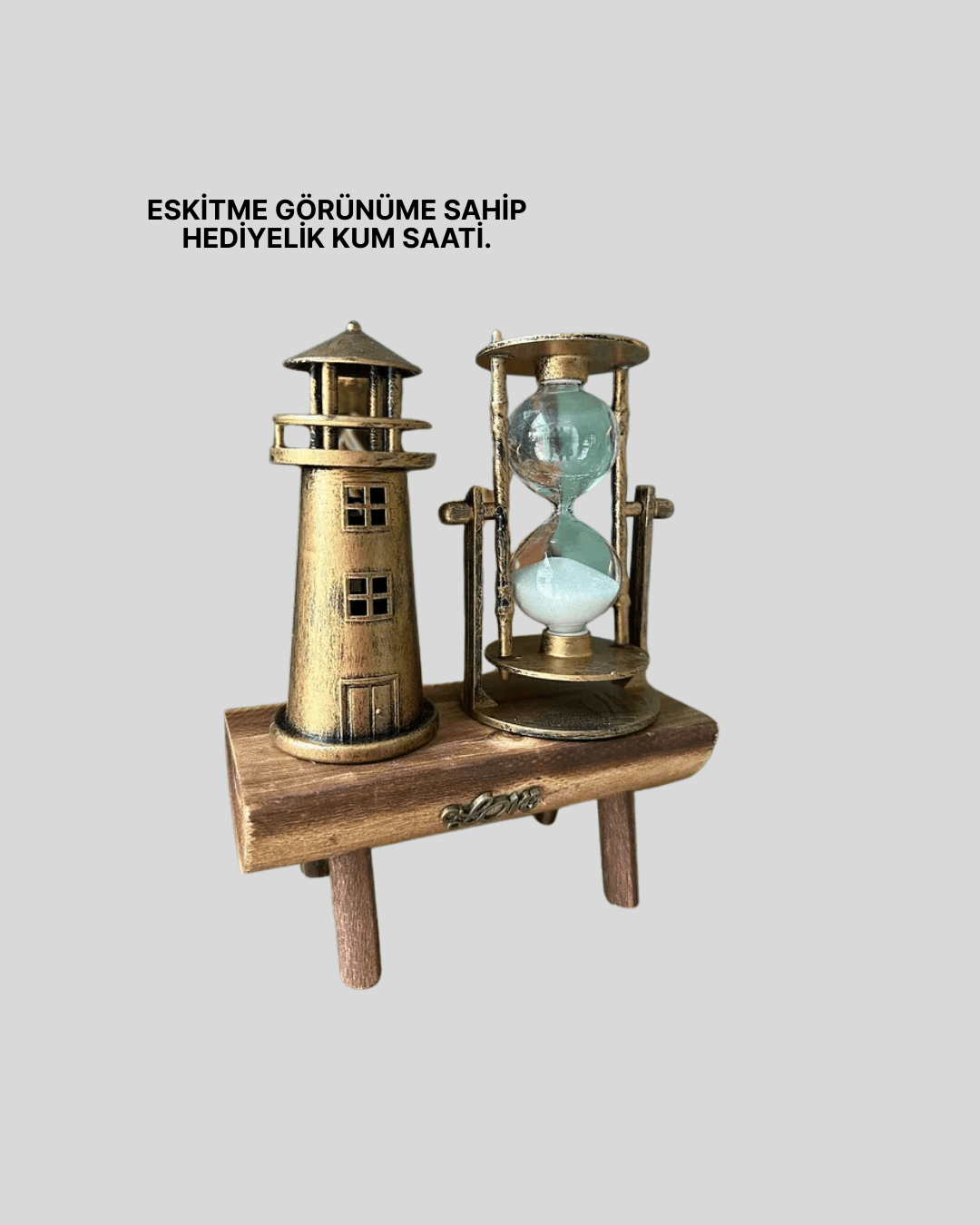 Deniz Feneri Tasarımlı Ahşap Kum Saati – Retro Masa Aksesuarı 5