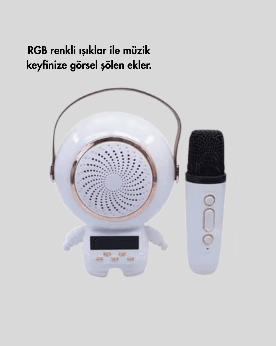 Kablosuz Mikrofonlu Astronot Tasarım Bluetooth Speaker Karaoke 5