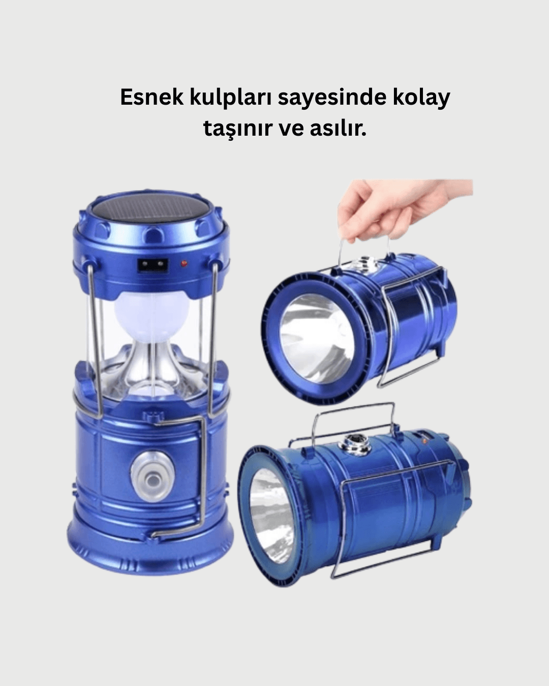 Katlanabilir USB Çıkışlı Kamp Feneri – Şarj Edilebilir, Dayanıklı ve Çok Fonksiyonlu 5