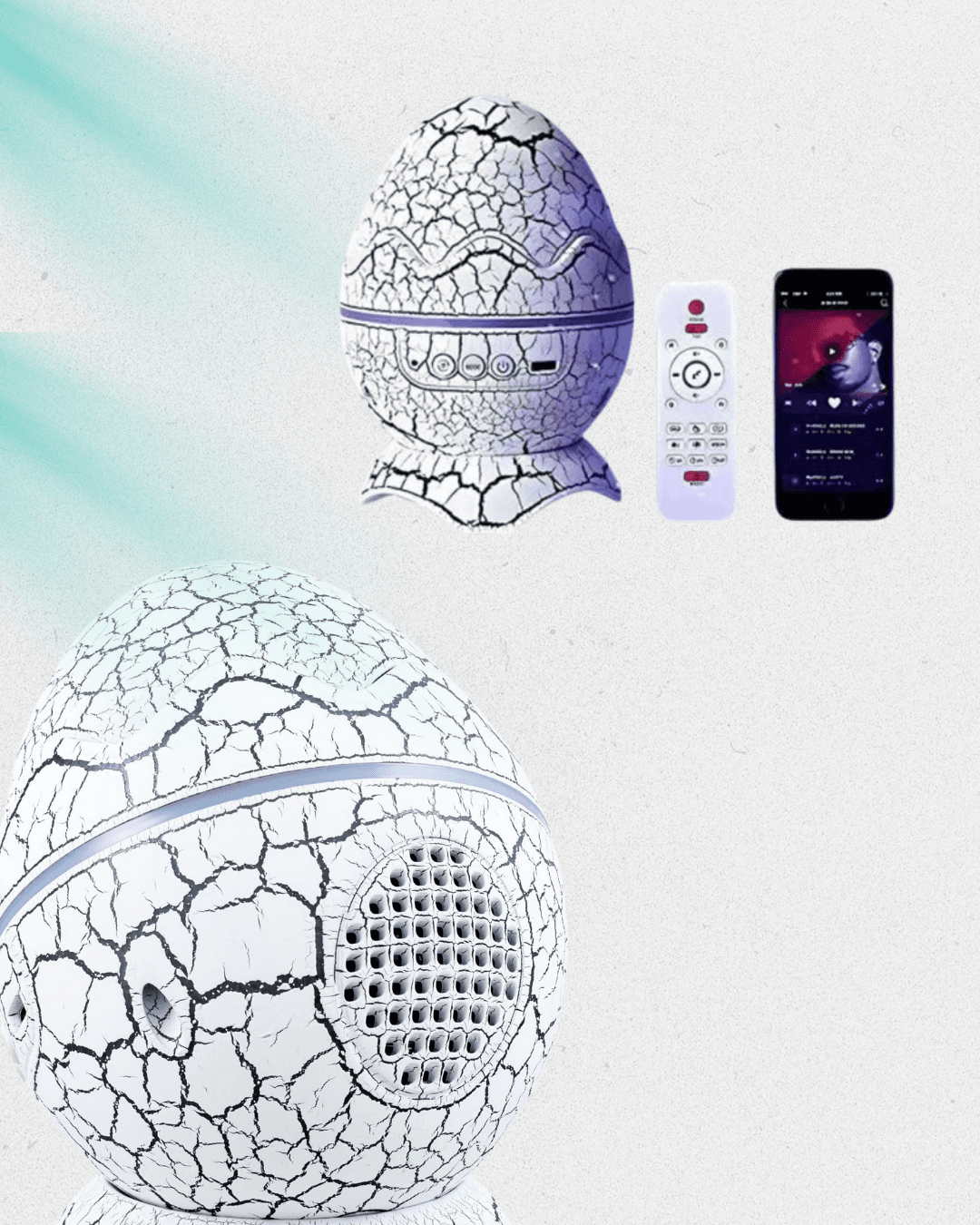 Dinozor Yumurtası Galaksi Projektör Gece Lambası 4'ü 1 Arada – Bluetooth Hoparlörlü 4