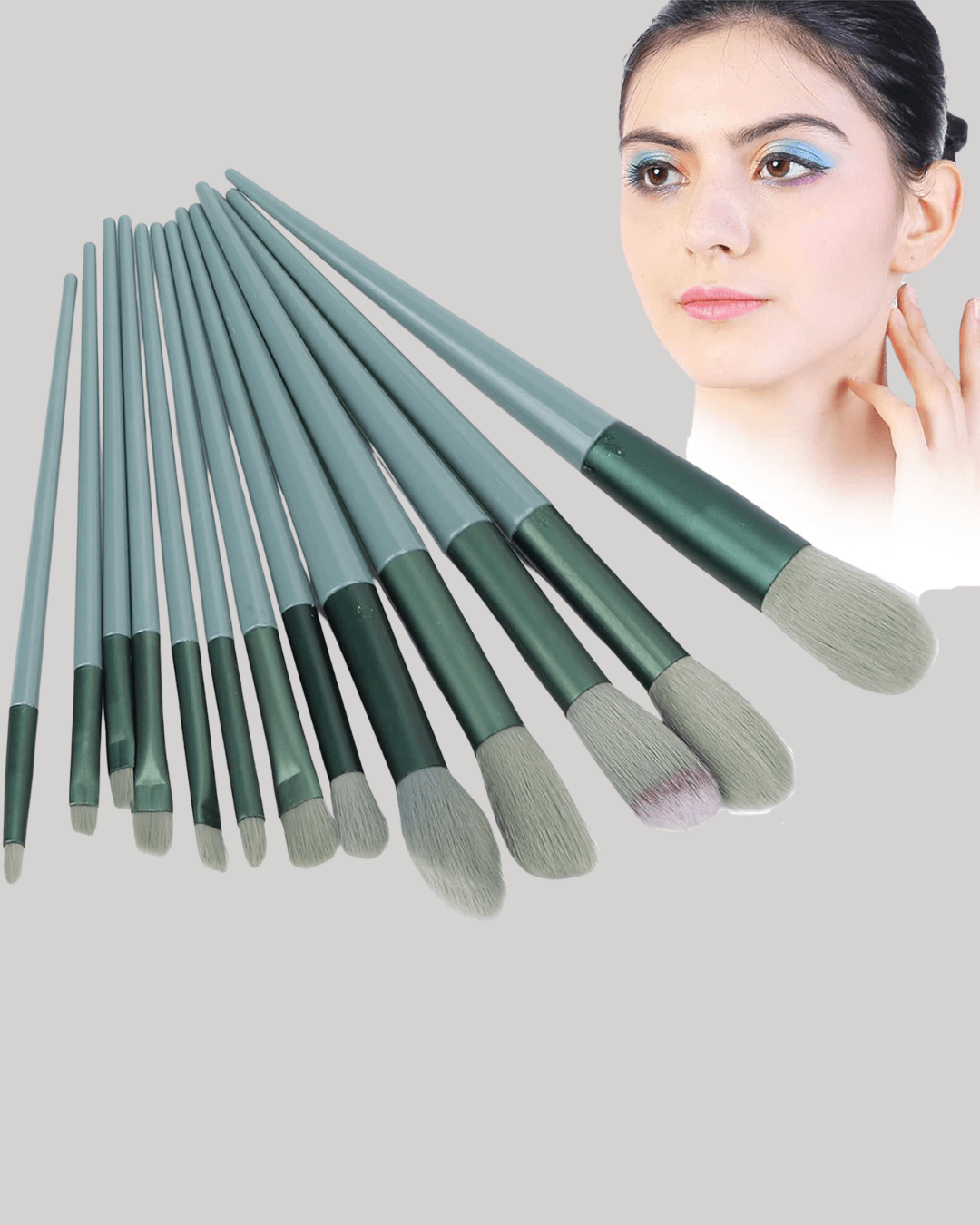 Taşınabilir Ergonomik Yapılı 13 Adet Fiber Kıllı Yüz ve Göz Makyaj Fırçası Seti 4