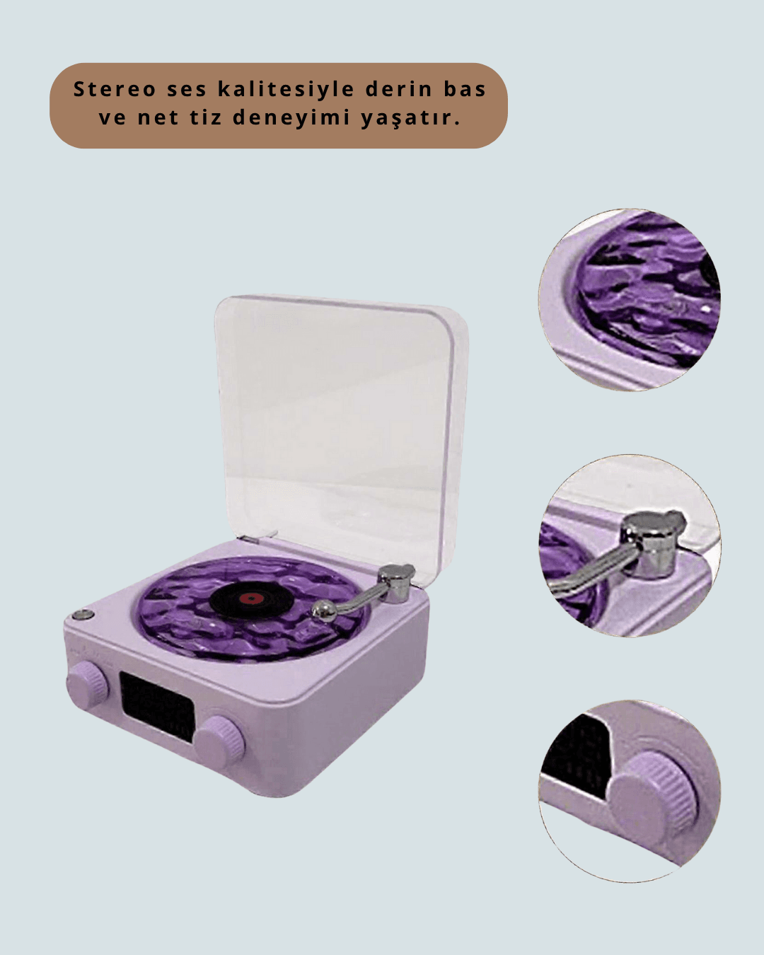 Bluetooth Retro Pikap Hoparlör – Projektörlü Gece Lambası 5