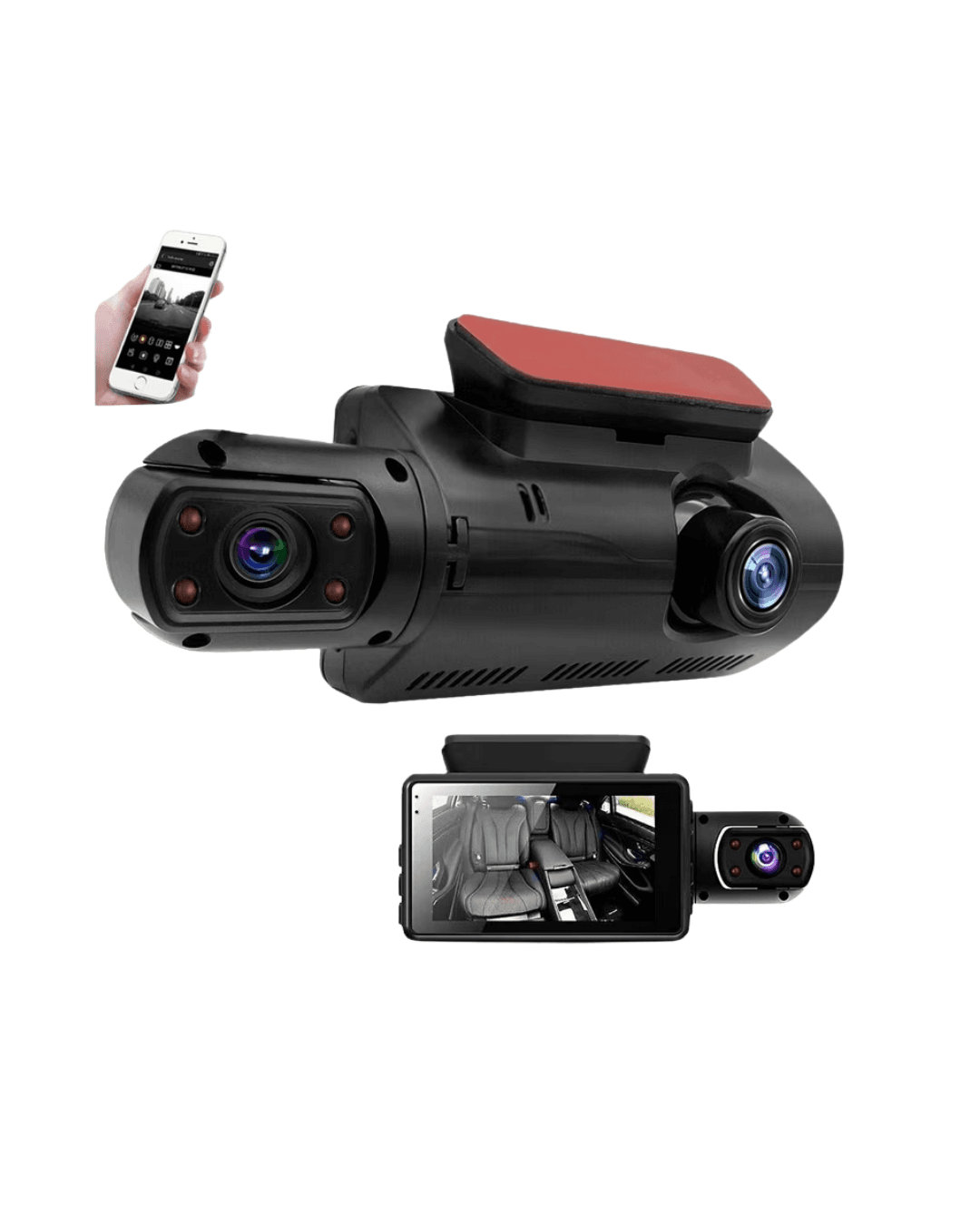 Çift Görüşlü Dashcam – Gece Görüşlü 1080P Araç İçi Güvenlik Kamerası 6