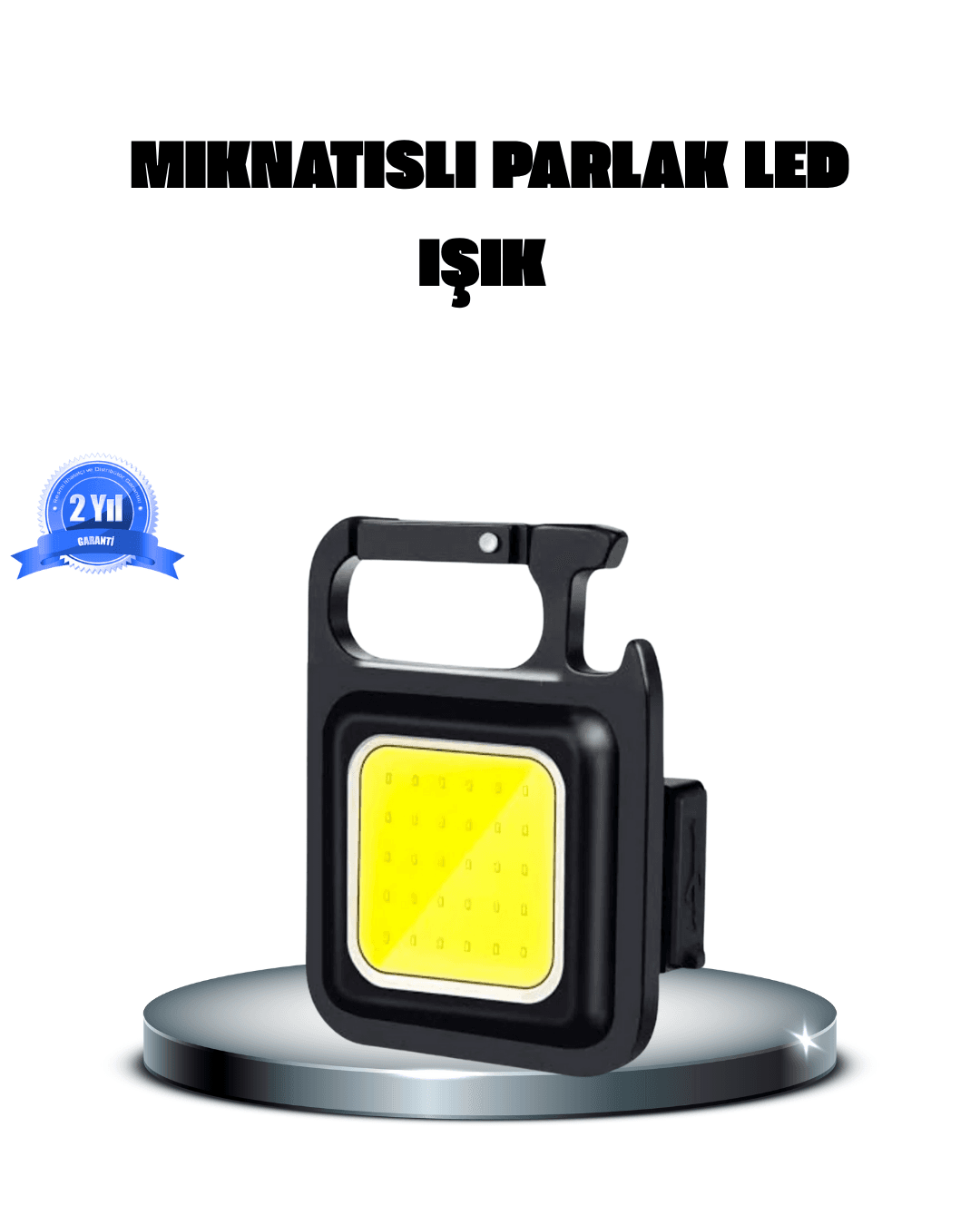COB LED Mini Anahtarlık Fener 1000 Lümen USB Type-C Şarjlı Güçlü Işık