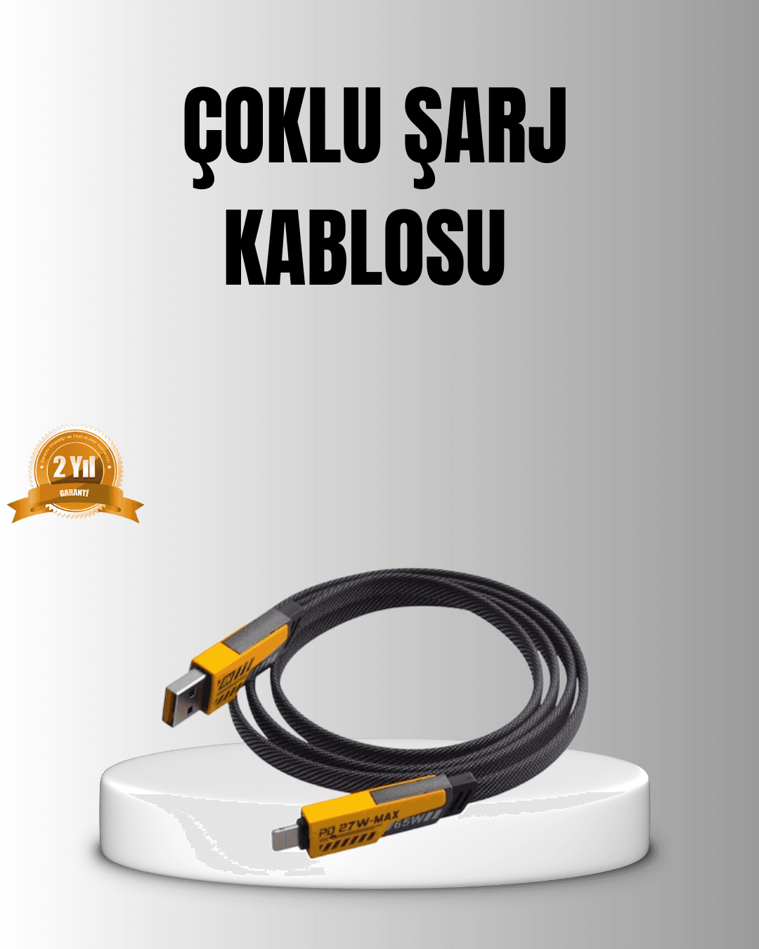 65W 4’ü 1 Arada Örgülü Hızlı Şarj Kablosu USB-C USB-A Çoklu Şarj Dayanıklı