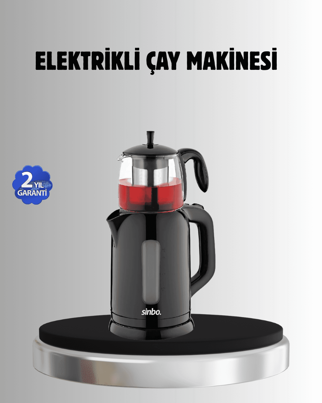 Sinbo STM 5840 Elektrikli Çay Makinesi 1800W Cam Demlik ve Sıcak Tutma Özellikli