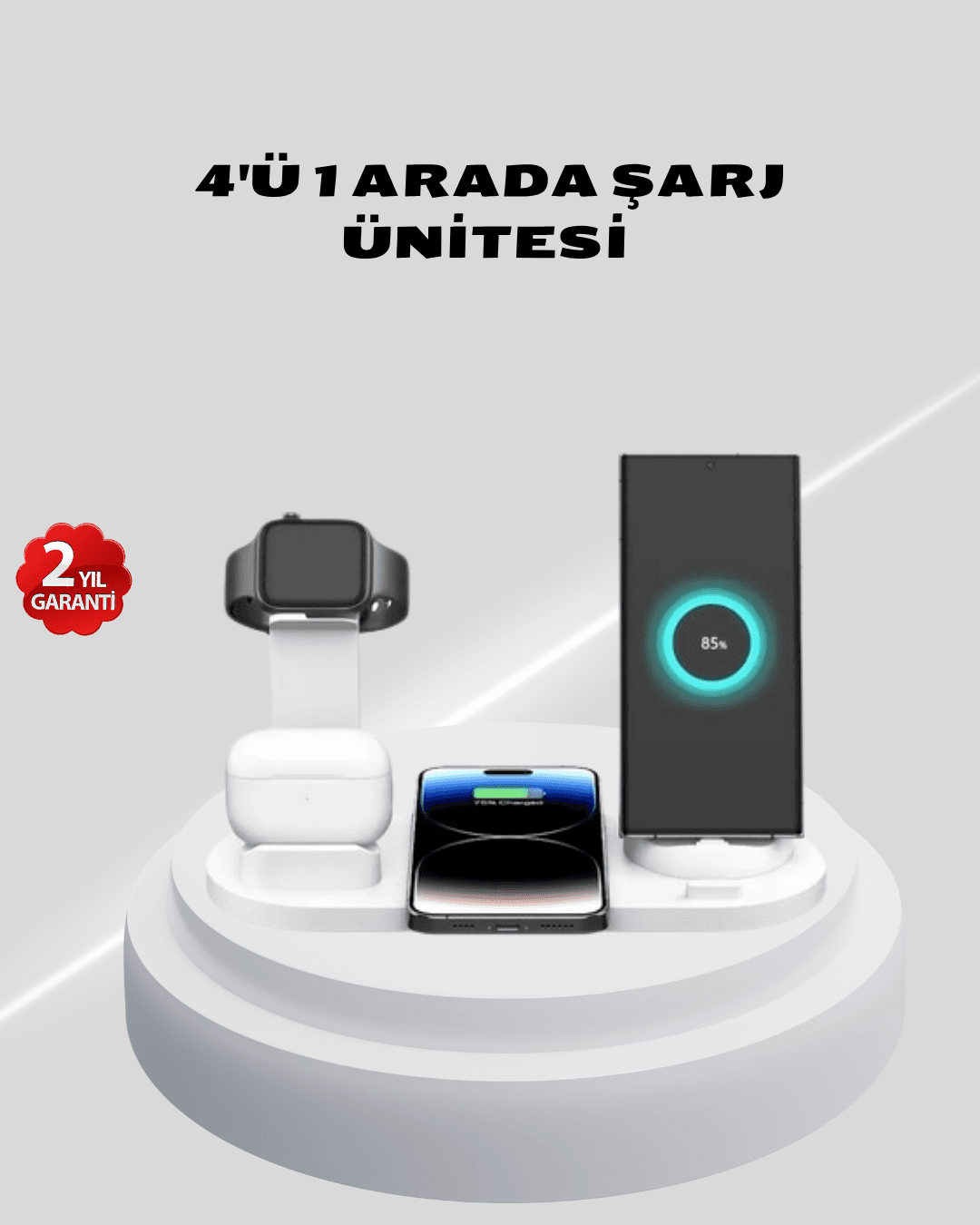 Kablosuz Şarj İstasyonu 4'ü 1 Arada iPhone Watch AirPods Uyumlu