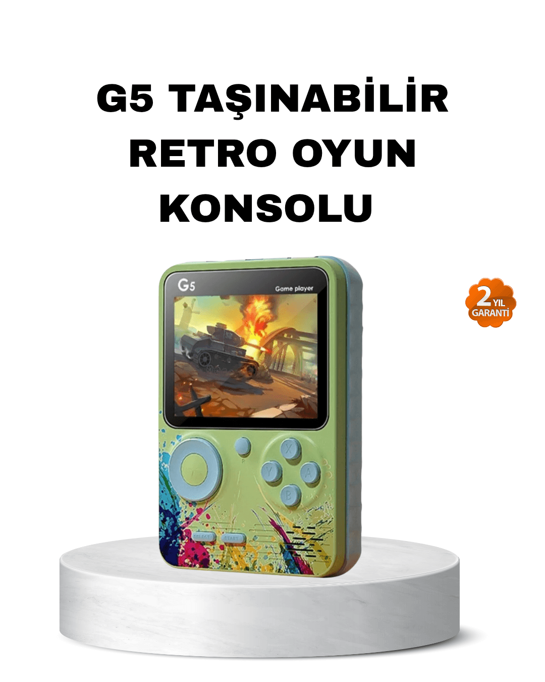 G5 Retro Oyun Konsolu 500 Klasik Oyunlu 3 İnç HD Ekran TV Bağlantılı Taşınabilir