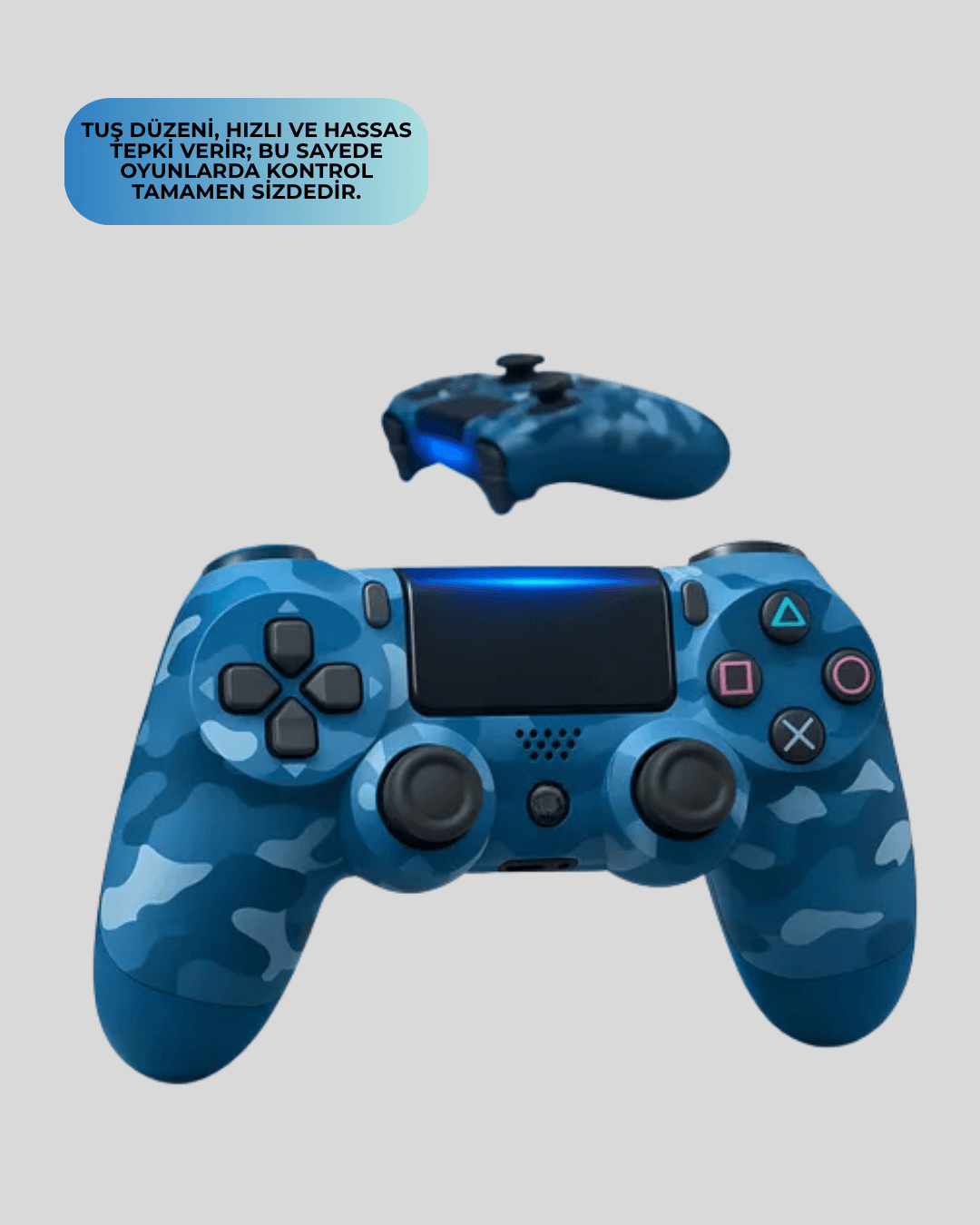 Bluetooth Kablosuz PS4 Gamepad Çift Motorlu Siyah Oyun Kolu 4