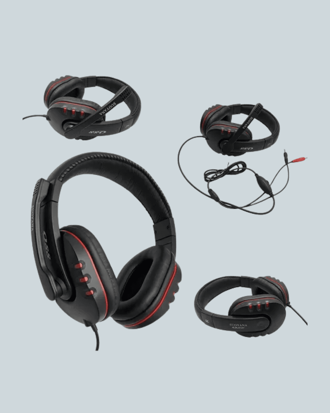Kırmızı Gaming Headset Mikrofonlu Sağlam Kablolu Konforlu 6