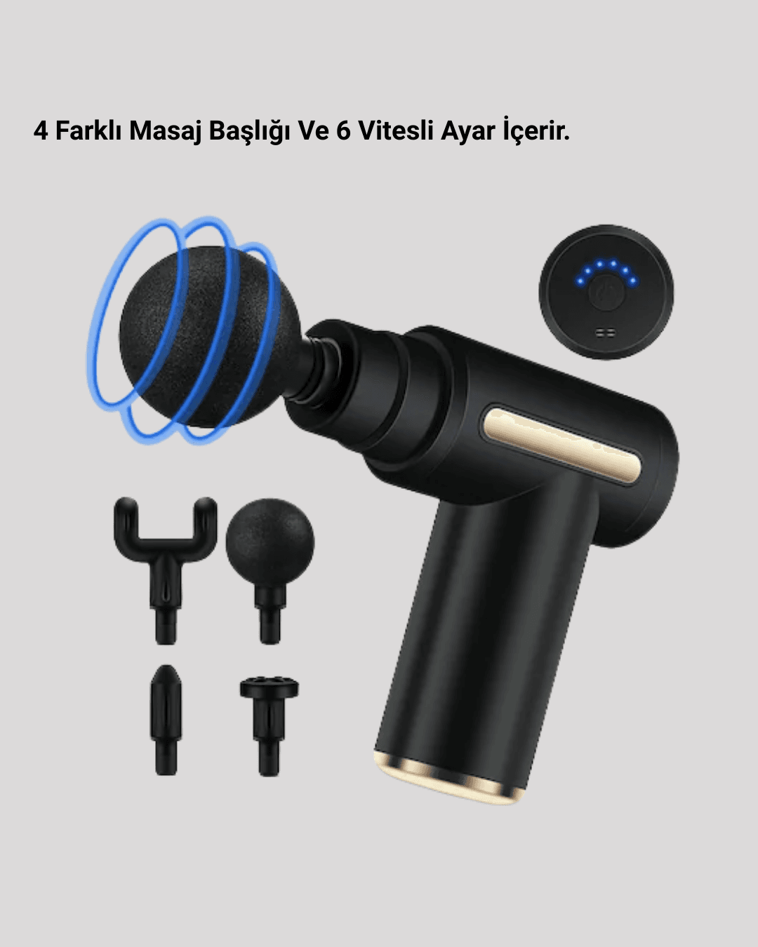 LF6140 Profesyonel Derin Doku Masaj Tabancası 6 Hız 4 Başlık 6