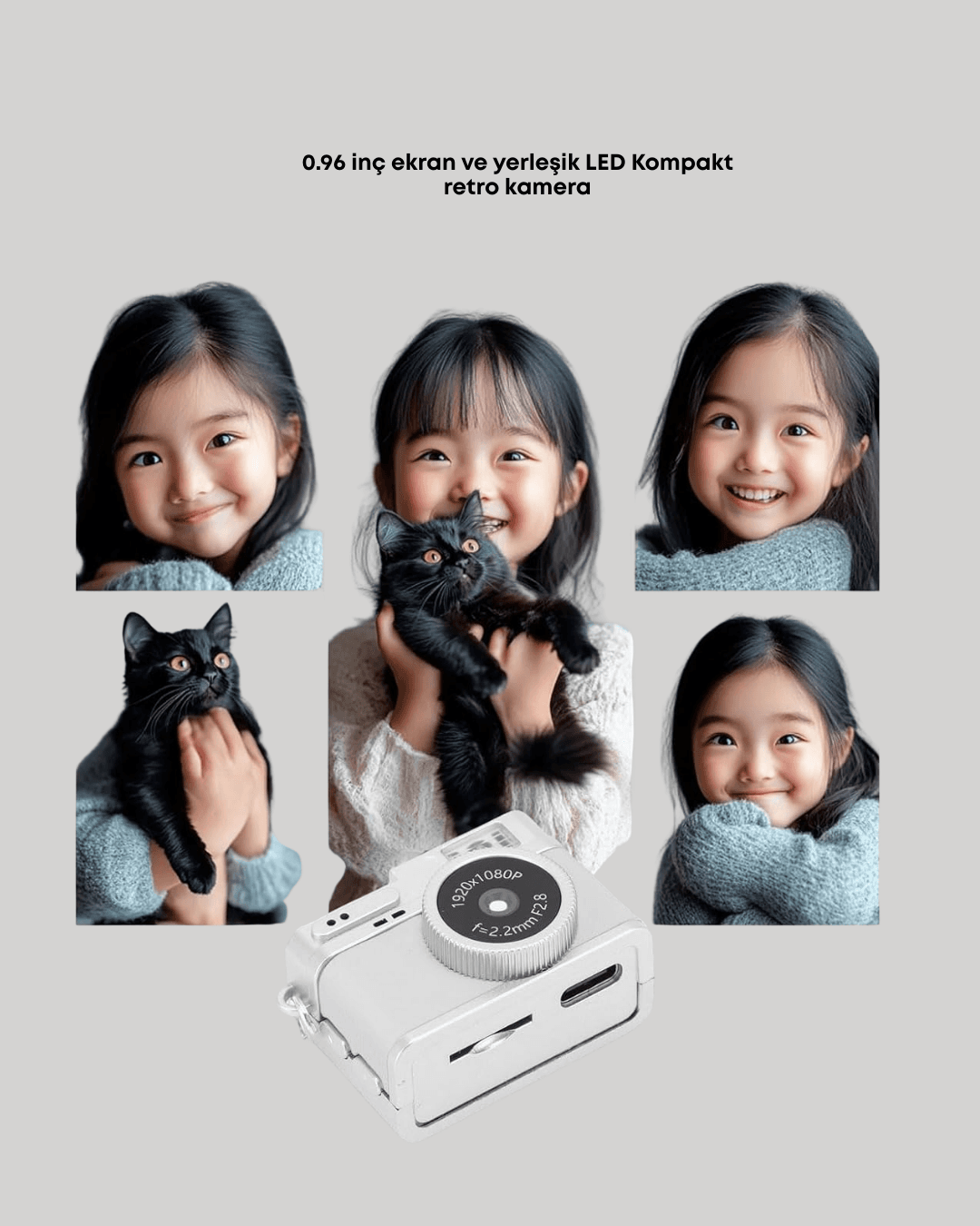 Mini HD Dijital Kamera 1080P Kordonlu Taşınabilir Retro Model 6