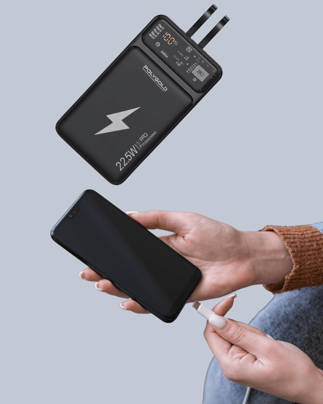 Powerbank Dahili Ekranlı 10000 mAh Çift Kablolu 6