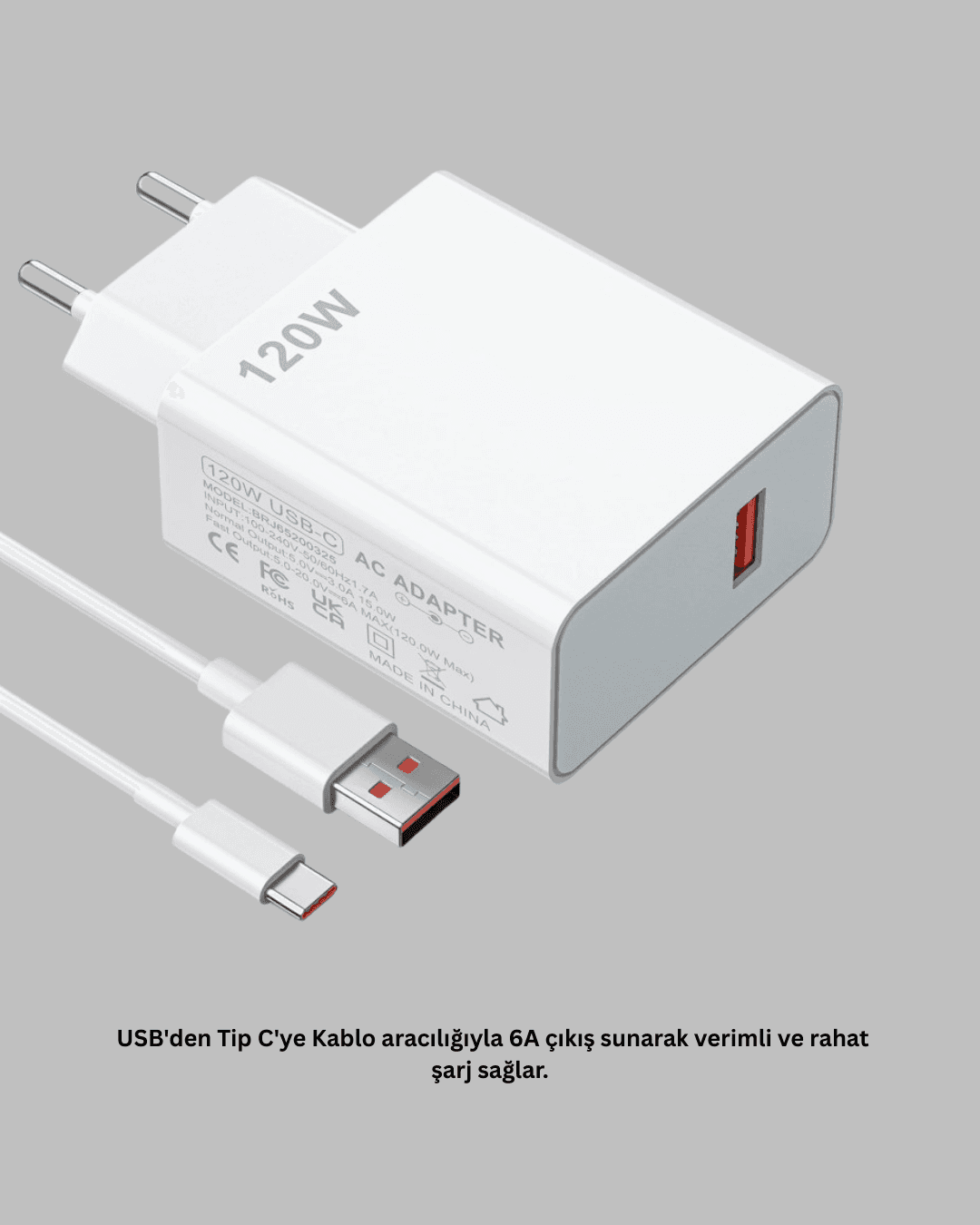 120W Type C Hızlı Şarj Adaptörü Poco X3 X4 X5 Pro Uyumlu Şarj Başlığı 5