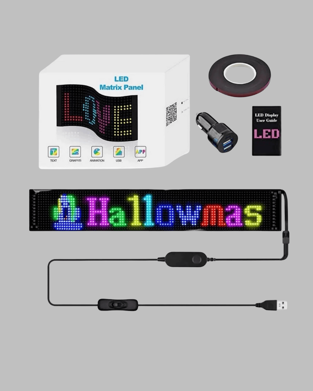 USB Destekli LED Mağaza Tabelası – Renkli RGB Kayan Yazı Paneli 3