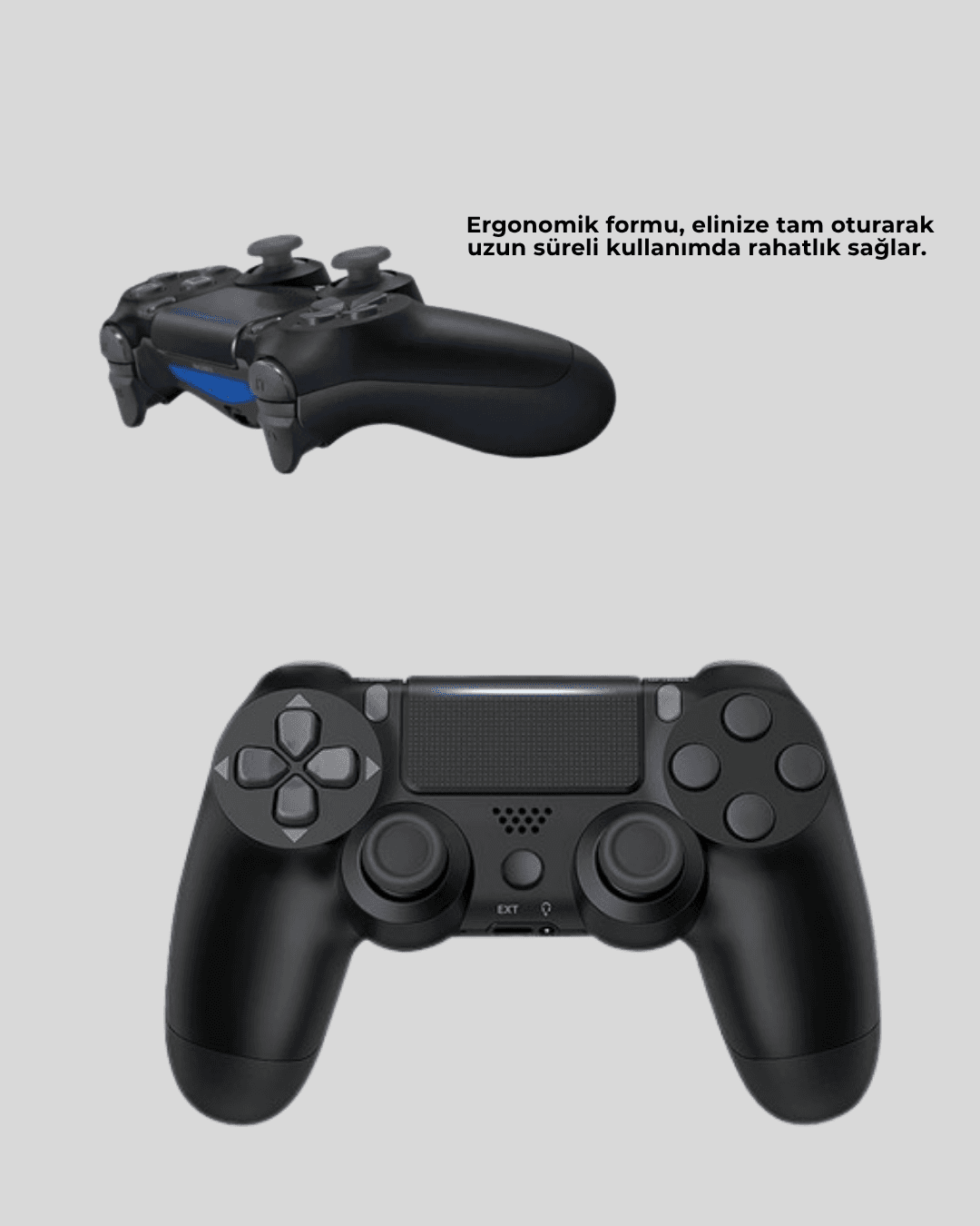 Bluetooth Kablosuz PS4 Gamepad Çift Motorlu Siyah Oyun Kolu 5