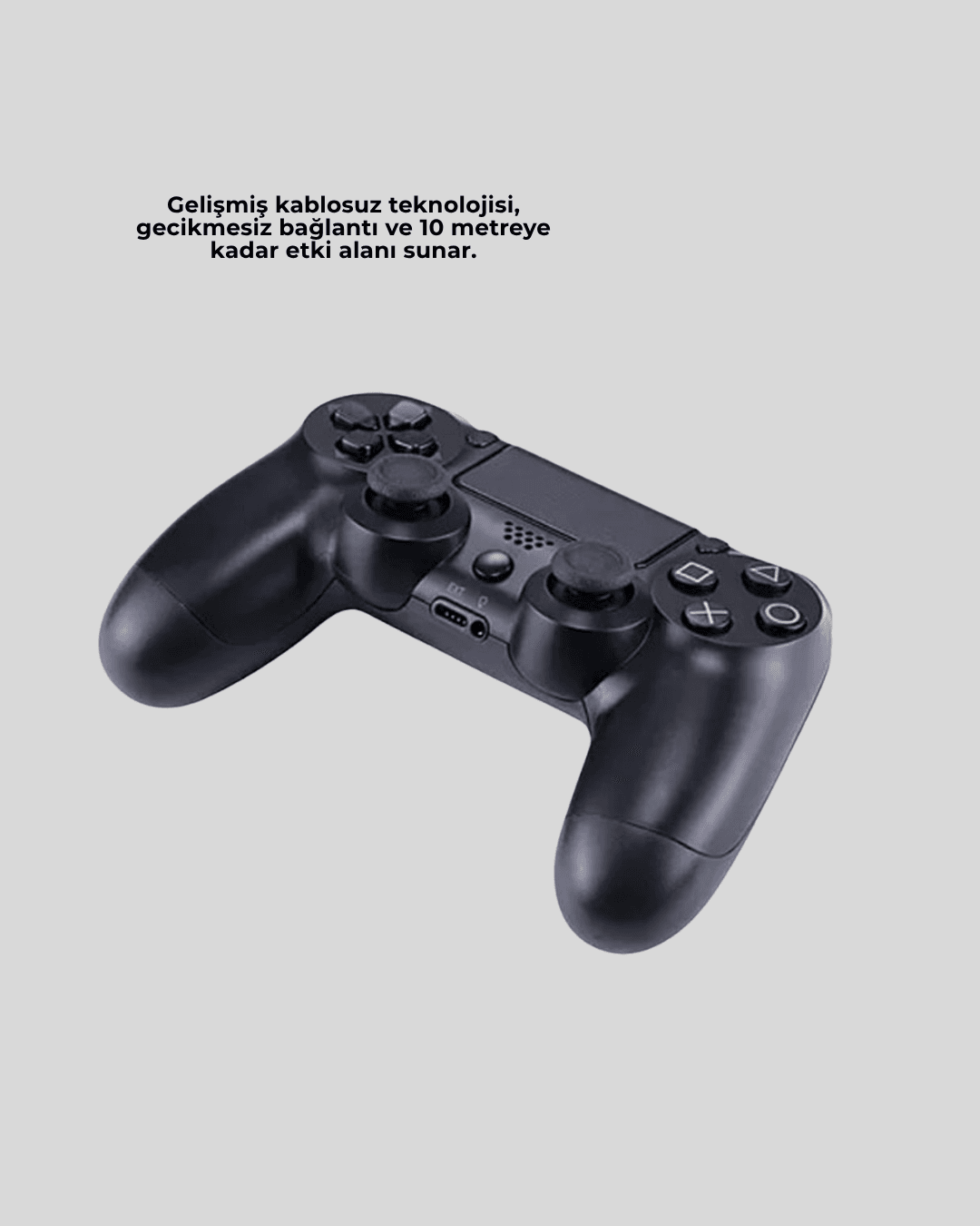 Bluetooth Kablosuz PS4 Gamepad Çift Motorlu Siyah Oyun Kolu 6