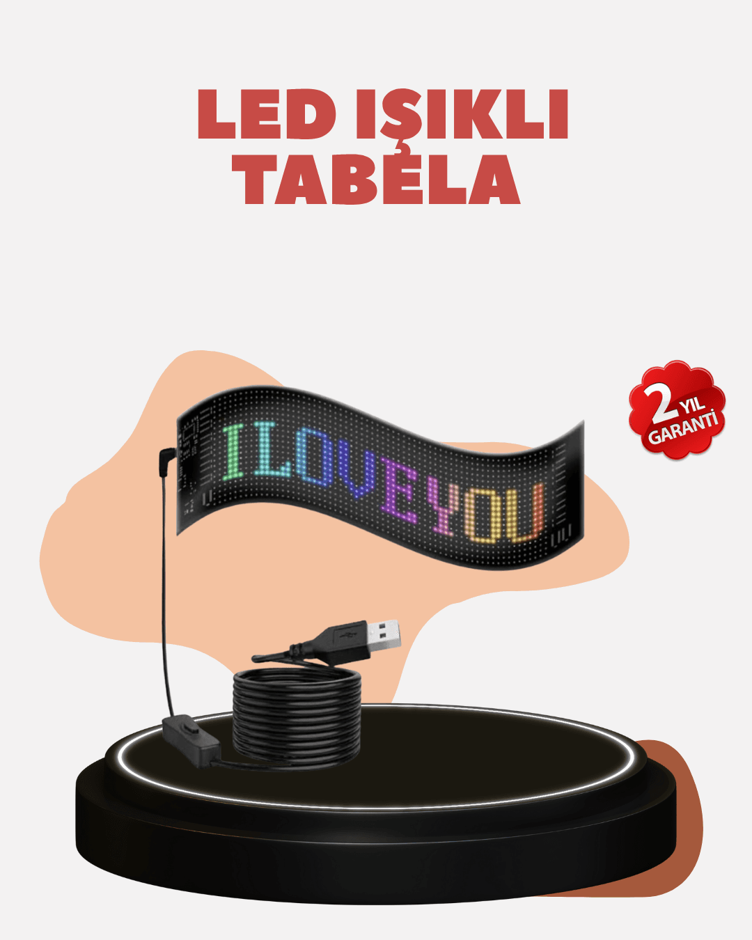 Kayan Yazı Destekli RGB LED Reklam Paneli USB ile Kolay Kurulumlu