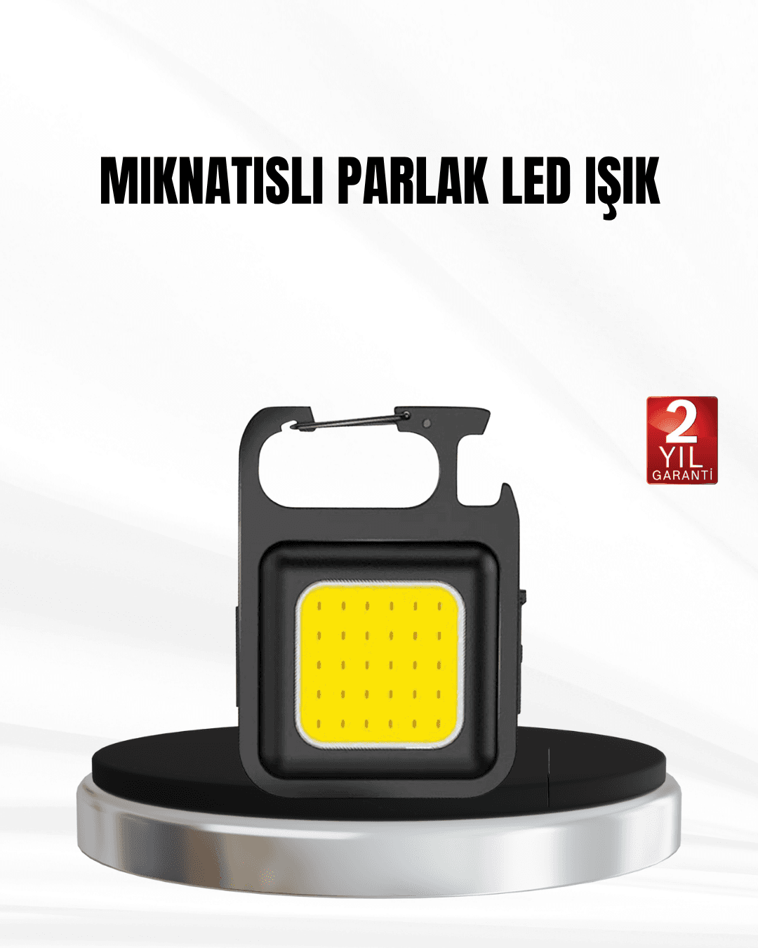 Şarjlı COB LED Anahtarlık Fener 4 Modlu Manyetik Katlanabilir Stand Type-C