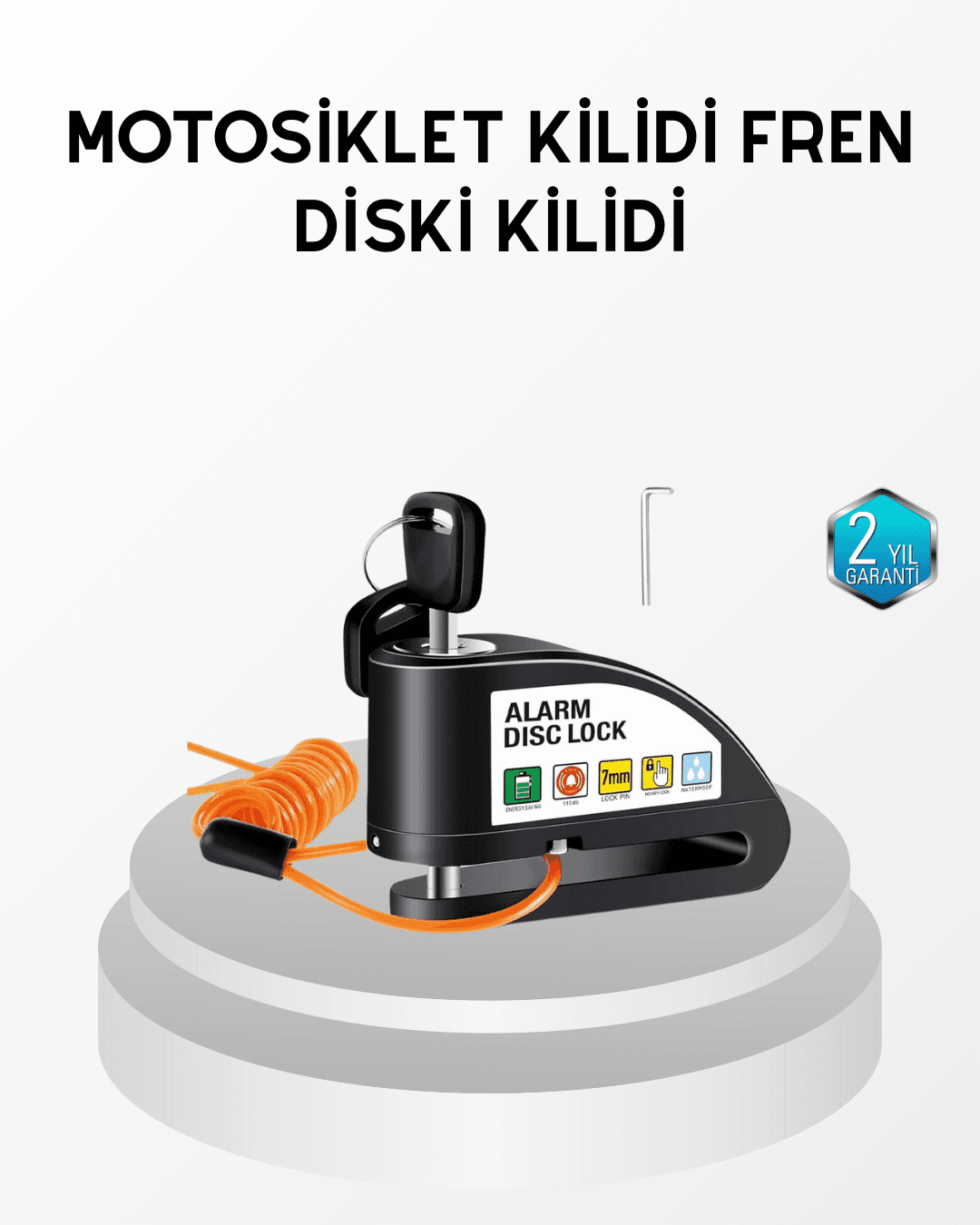 Anti Hırsızlık 110 dB Alarmlı Disk Fren Kilidi Suya Dayanıklı Çelik Motosiklet Güvenlik Kilidi