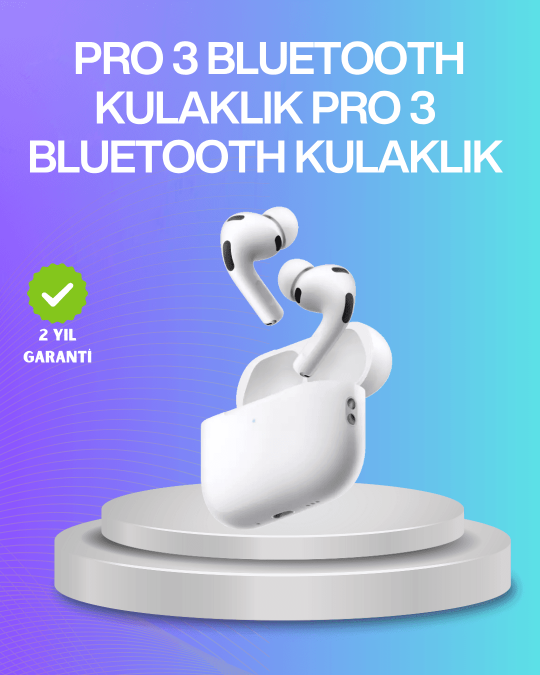 Aktif Gürültü Engelleyici Kablosuz Bluetooth Kulaklık – Şarj Kutulu, Uzun Ömürlü