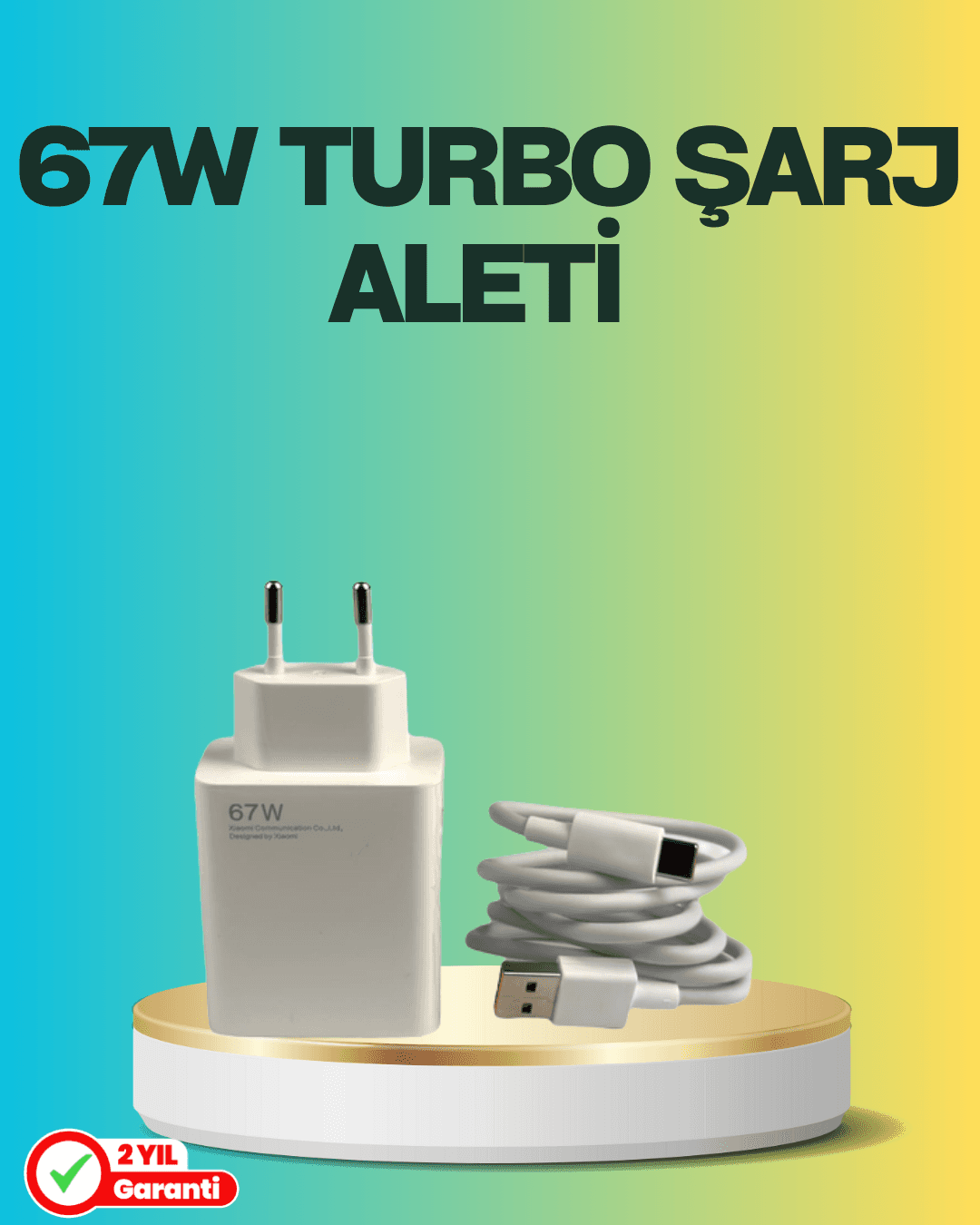 67 Watt Type C Turbo Şarj Seti - Hızlı Şarj Adaptörü ve Kablo
