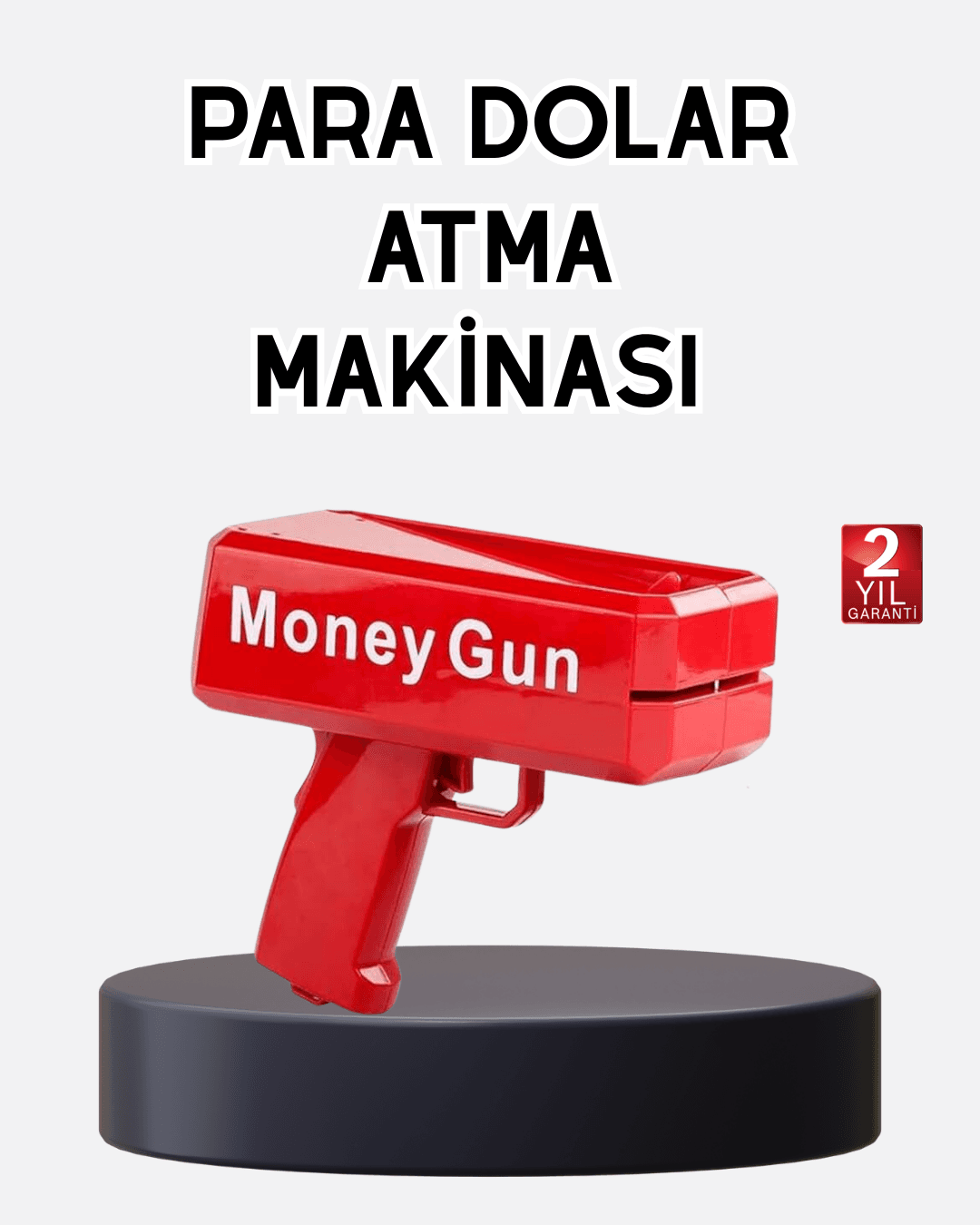 ABS Malzemeli Para Saçma Tabancası Kırmızı 100 Adet Dolar Baskılı Kağıt Hediyeli