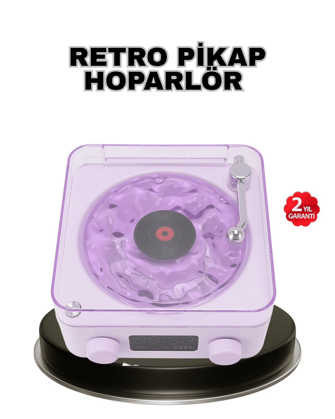 Projektör Işıklı Retro Hoparlör Bluetooth AUX USB Hafıza Kartlı 360° Sesli Şarjlı