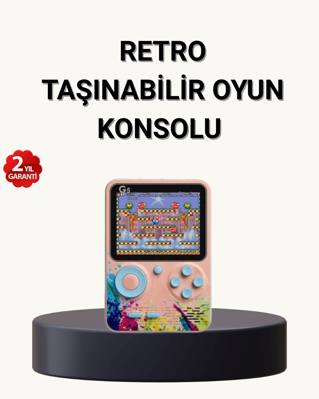 500 Klasik Oyunlu Retro Oyun Konsolu Taşınabilir 3.0 İnç Ekran TV Bağlantılı