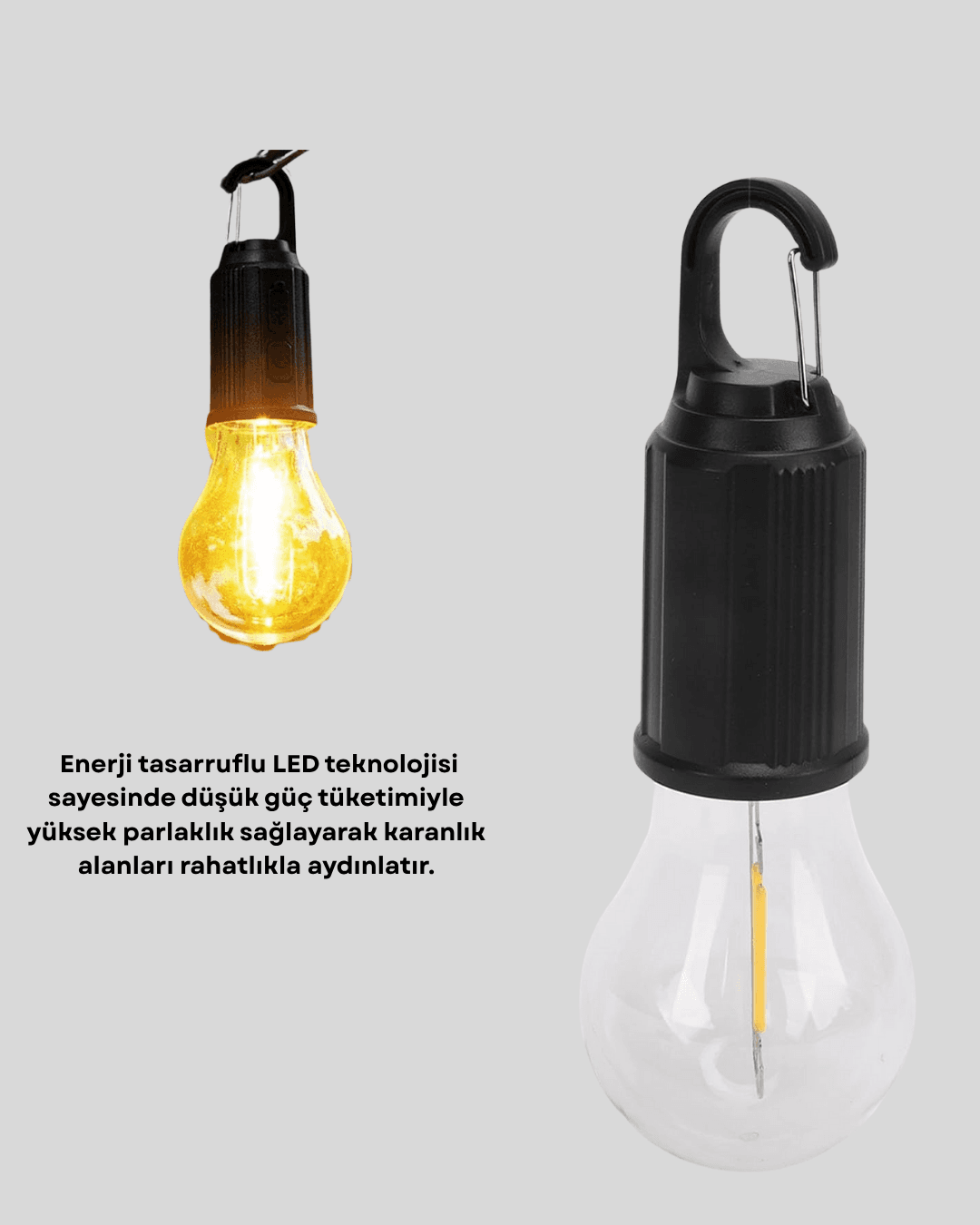 Şarjlı Kancalı LED Lamba – Kamp, Balkon ve Acil Durum Işığı 3