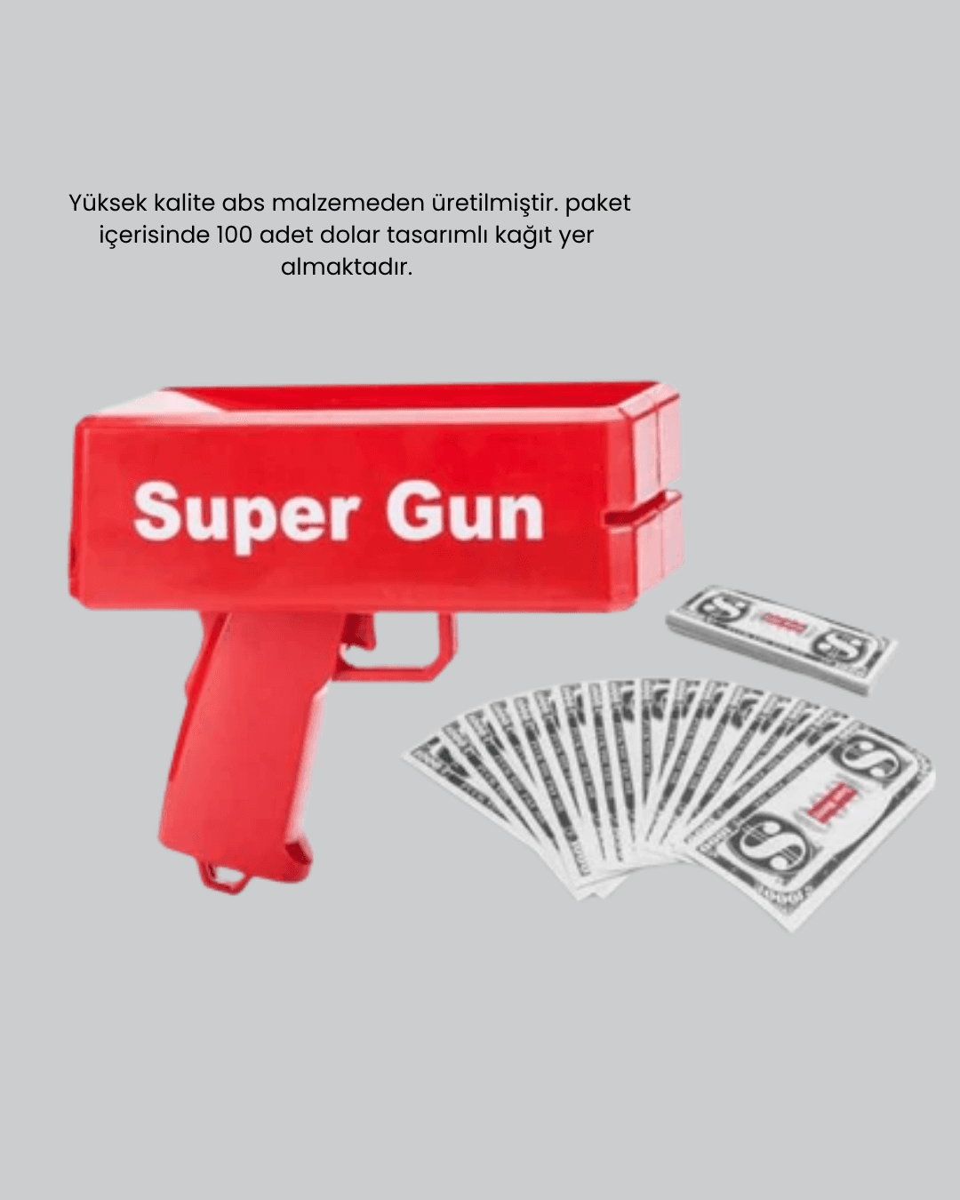 Super Money Gun Para Saçma Tabancası Yüksek Atış Güçlü Kırmızı Model 5