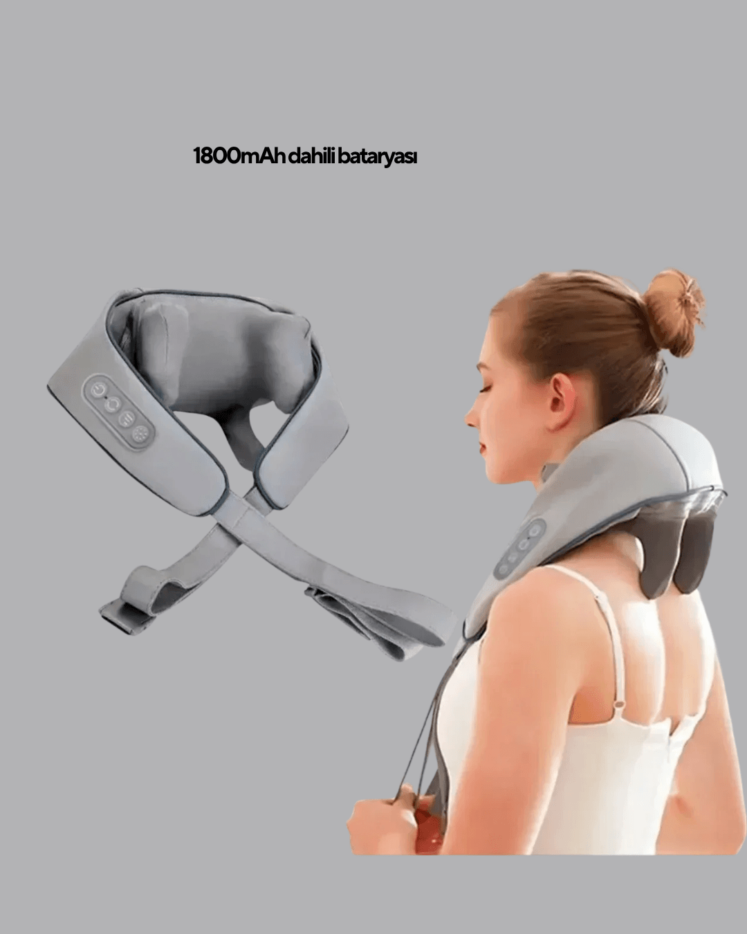 Titreşimli Boyun Masaj Cihazı Isı Terapili Şarjlı VNB-01 Ergonomik U Tasarım 3