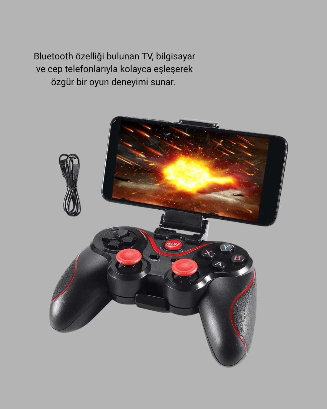 Bluetooth Gamepad Kablosuz Oyun Kumandası Tek Cihaz Destekli 3