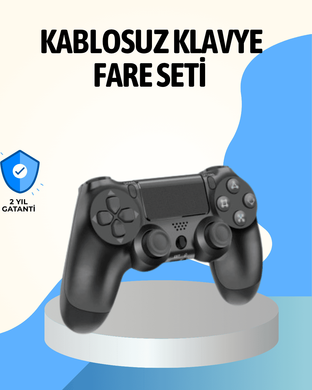 PS4 Uyumlu Kablosuz Oyun Kolu Ergonomik Çift Titreşimli Gamepad Siyah