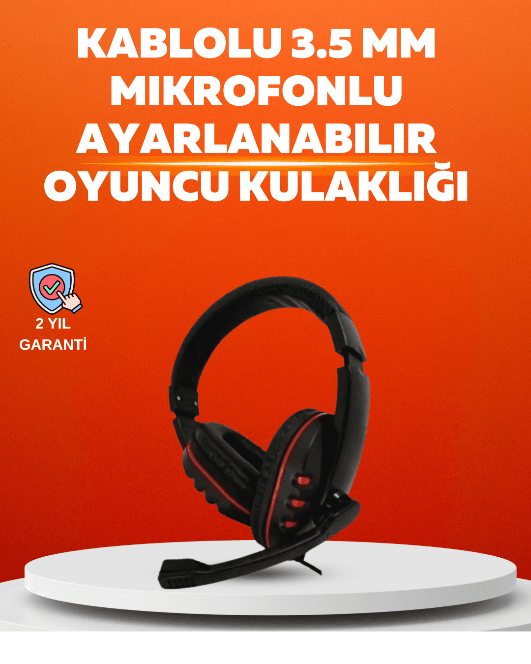 Stereo Kırmızı Kulaklık Yumuşak Pedli Mikrofonlu - Yüksek Ses Performansı