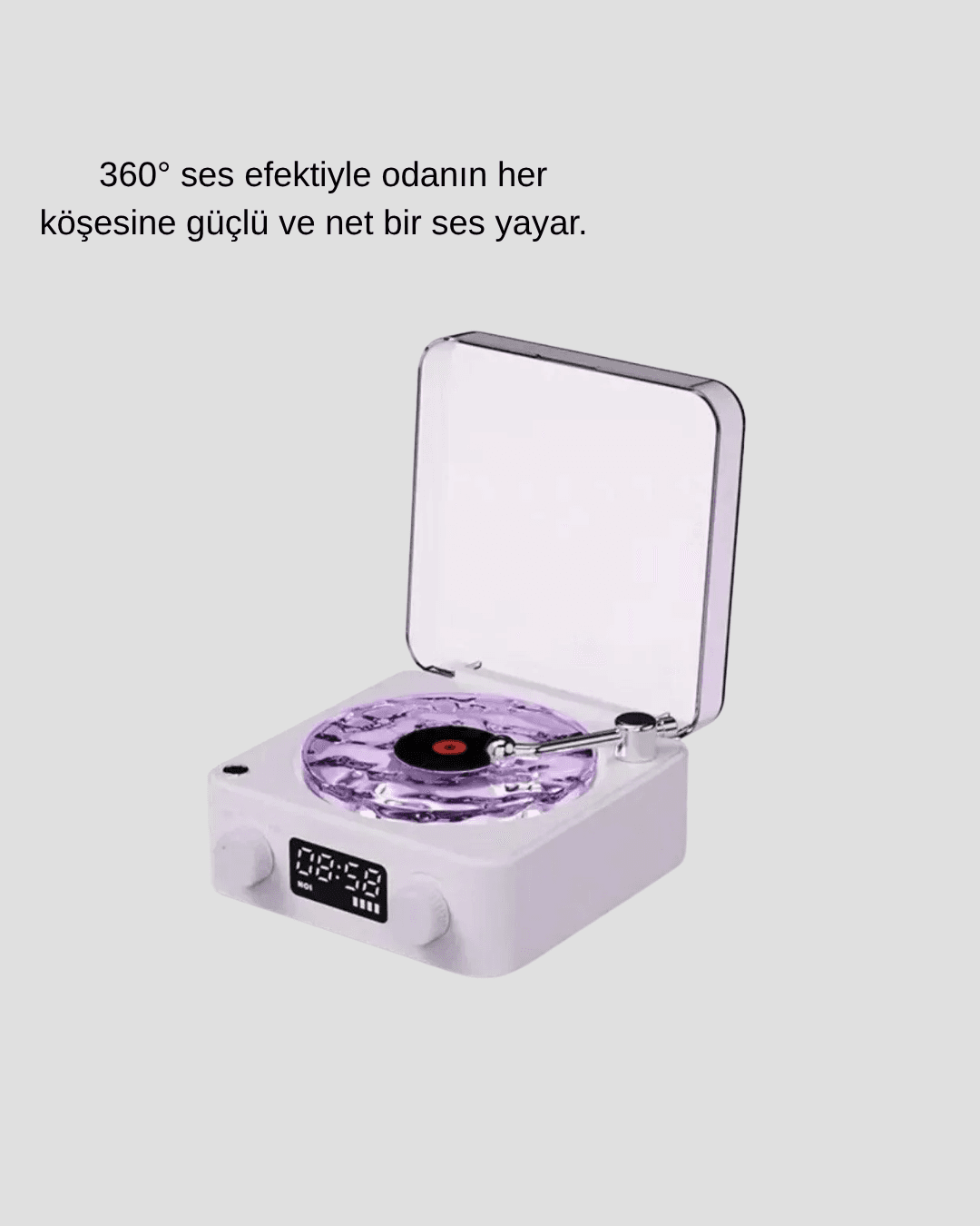 Retro Pikap Hoparlör Bluetooth AUX USB Type-C Projektörlü 360° Sesli Taşınabilir 3