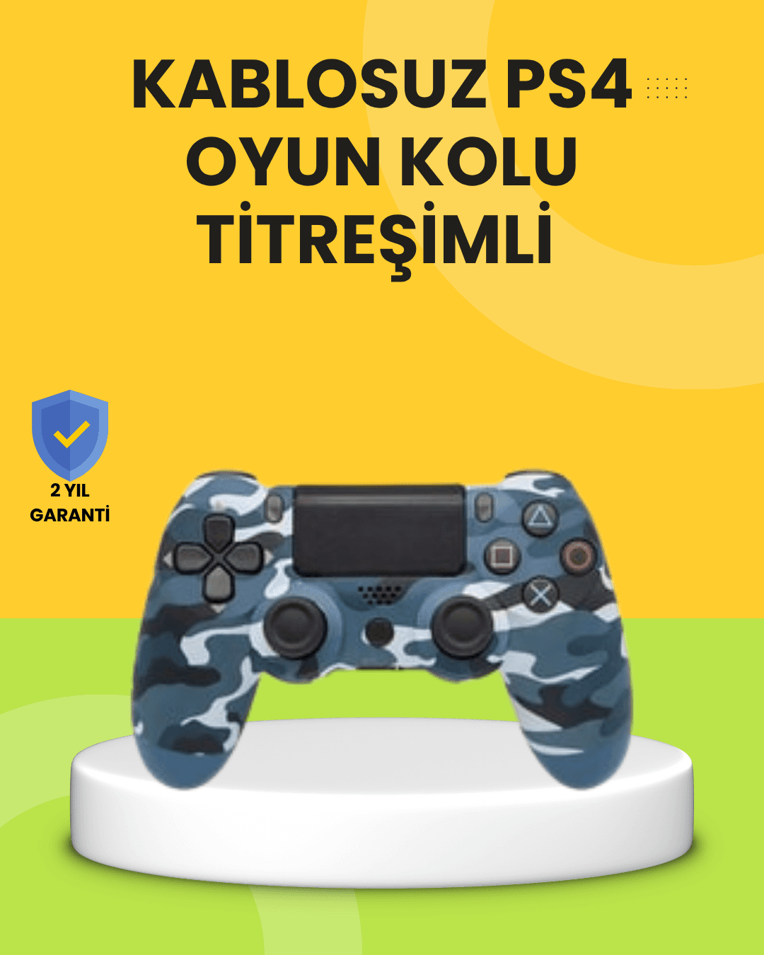 PS4 Uyumlu Kablosuz Oyun Kolu Ergonomik Çift Titreşimli Bluetooth Gamepad Siyah