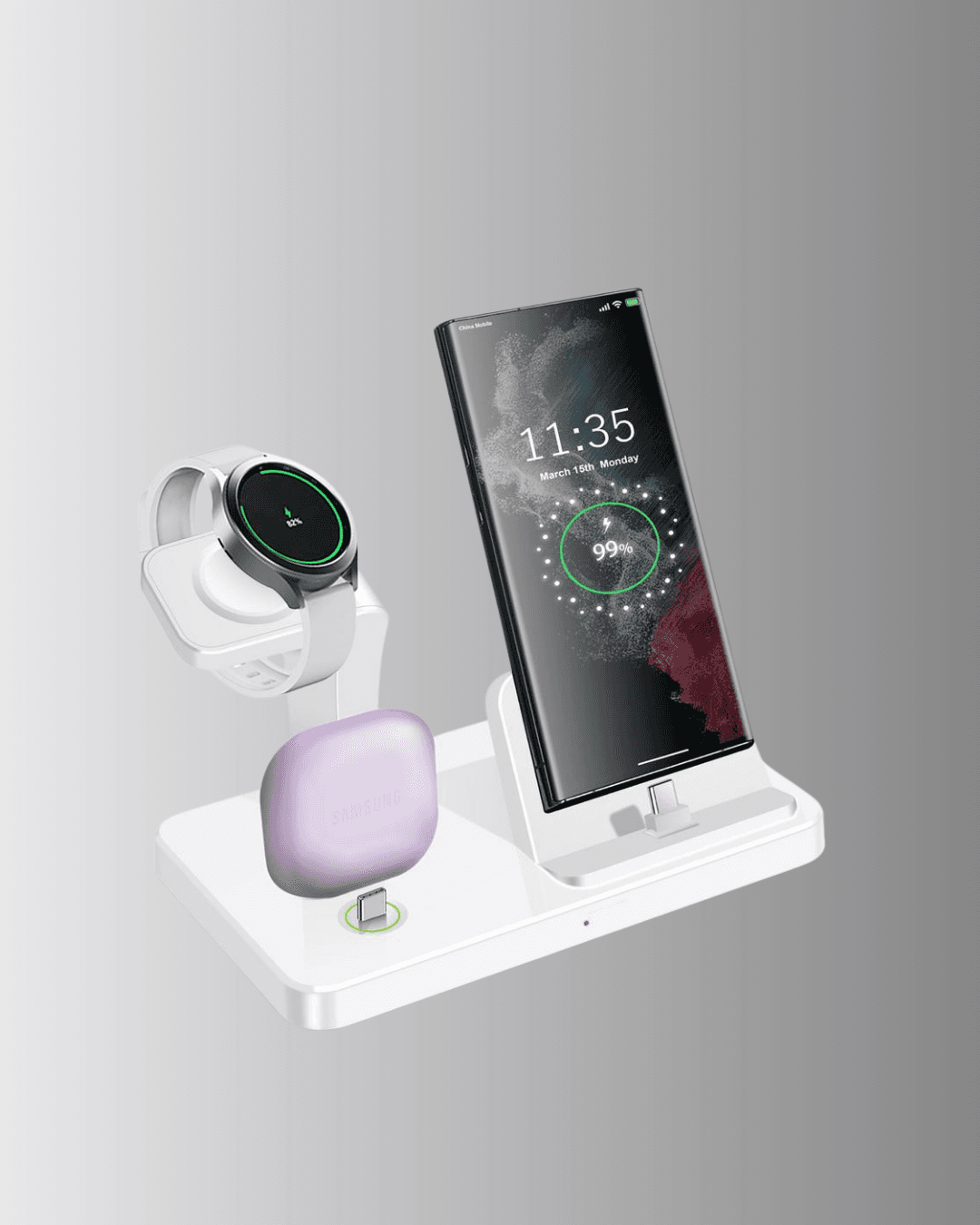 4’lü Apple Kablosuz Şarj Standı iPhone Watch ve AirPods Çoklu Şarjlı 3