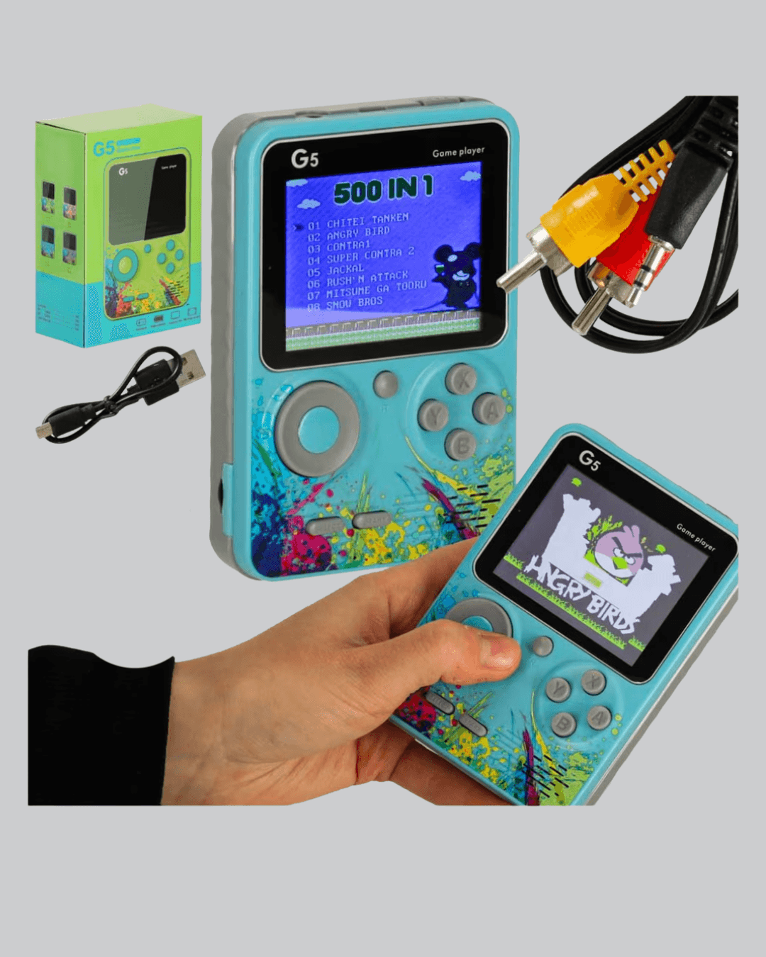 G5 Taşınabilir Retro Game Box 500 Oyunlu Şarjlı Mini Oyun Konsolu 3