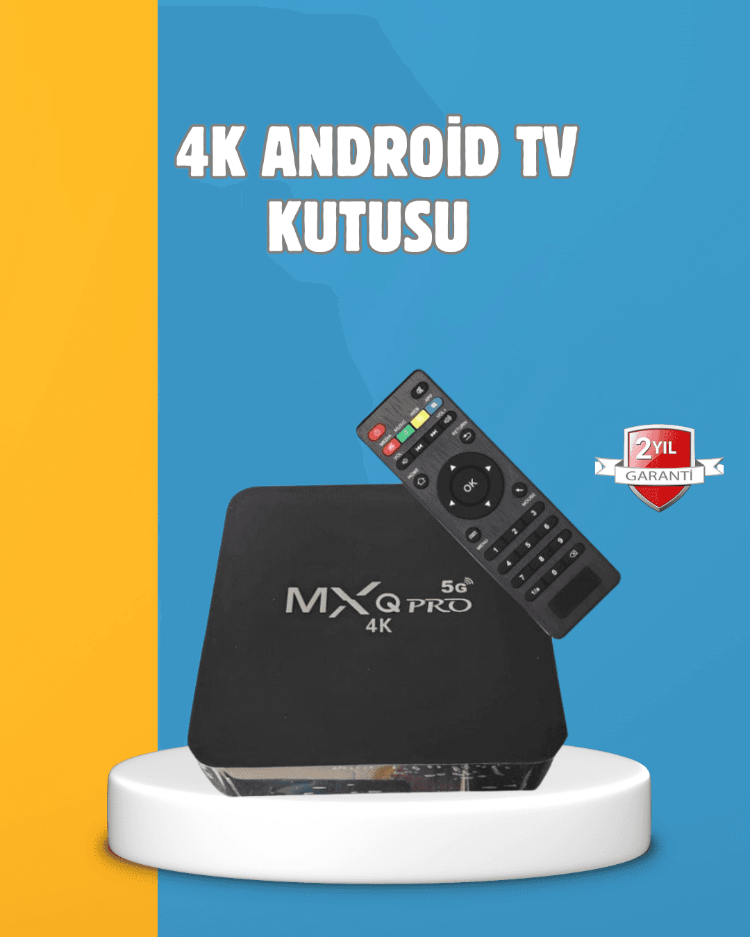 Android TV Box 4K – 2GB RAM 16GB ROM, Kablosuz Wi-Fi Medya Oynatıcı