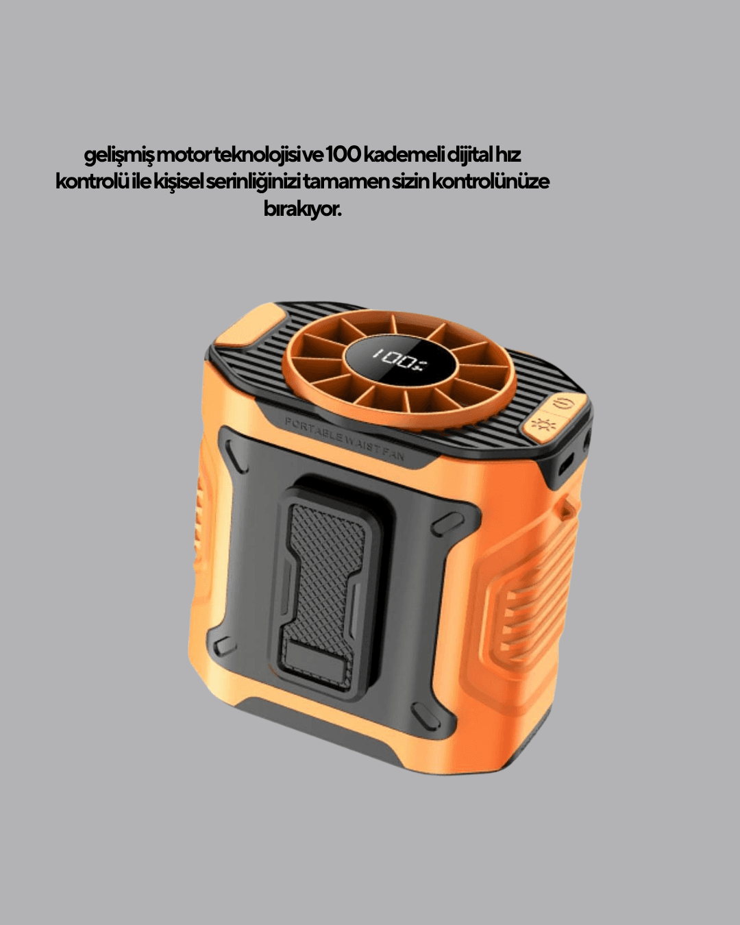 Turbo Mini Taşınabilir Fan – 100 Kademeli Dijital Hız Kontrolü ve Type-C Şarj 3