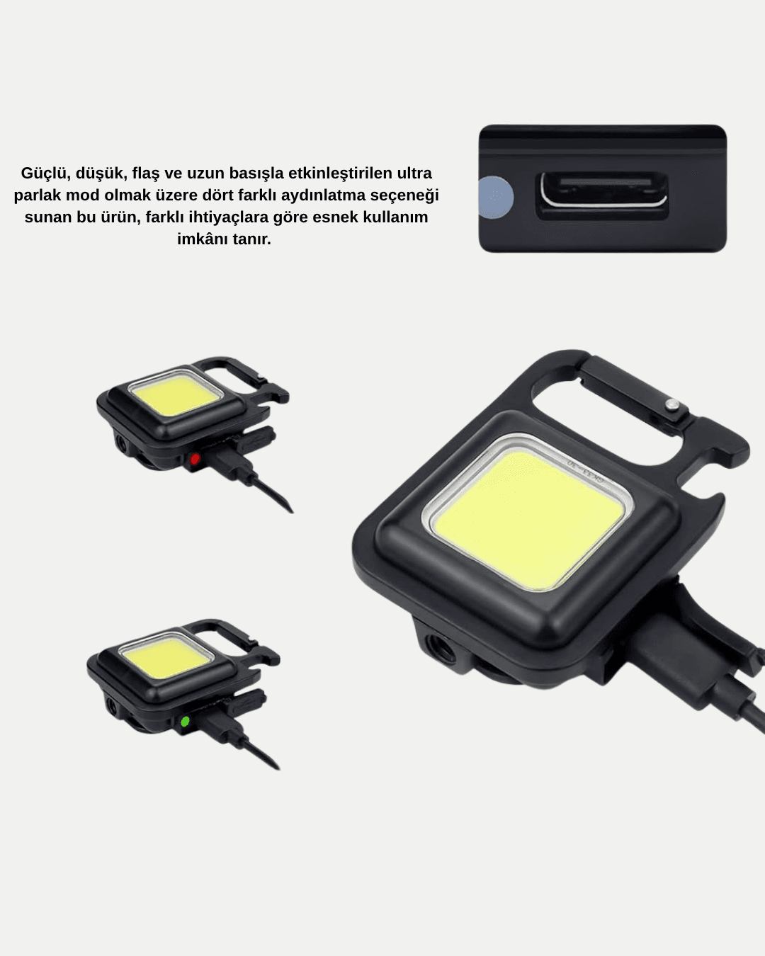USB Type-C Şarjlı Mini Fener – Manyetik, Katlanabilir ve Şişe Açacaklı Tasarım 4