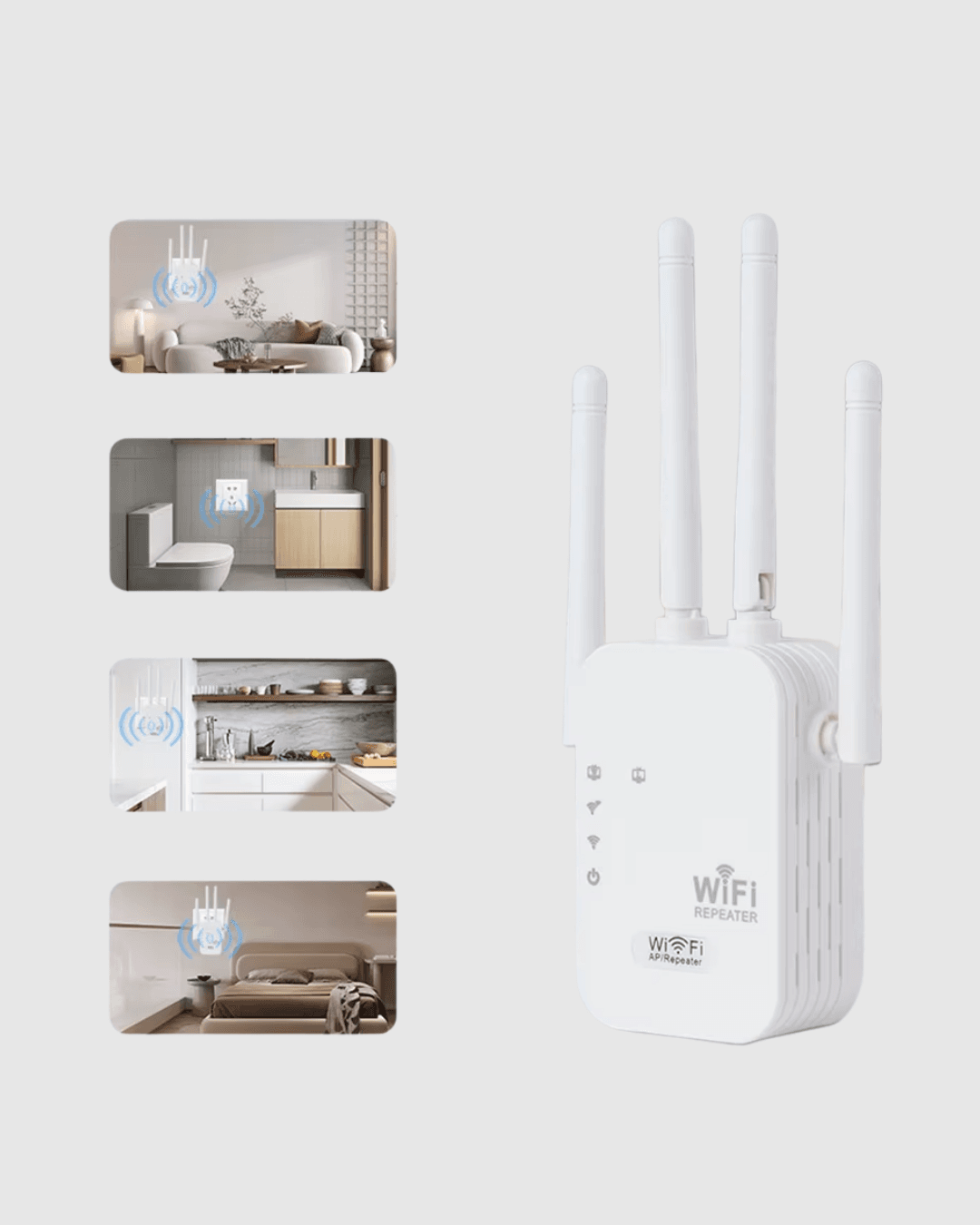 Antenli WiFi Repeater 300m2 Kapsama Alanı WPA3 Güvenlikli 4