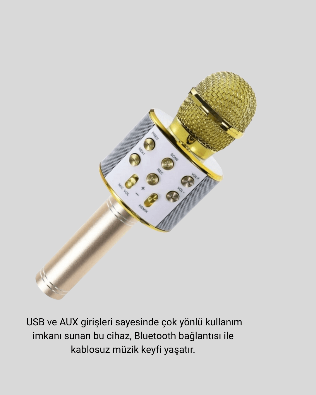 Karaoke Mikrofonu Bluetooth USB AUX Girişli Yankı Efektli 4