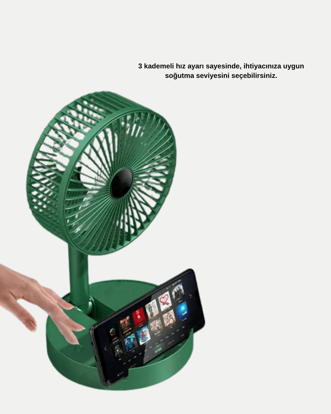 Taşınabilir Katlanabilir Mini Fan 3 Kademeli Şarj Edilebilir 4