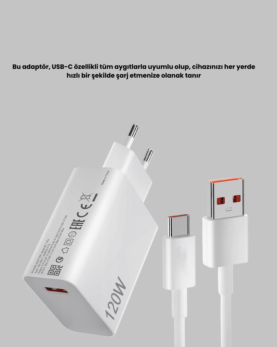 120W USB-C Şarj Adaptörü Süper Hızlı Şarj Güç Kaynağı Seti 4